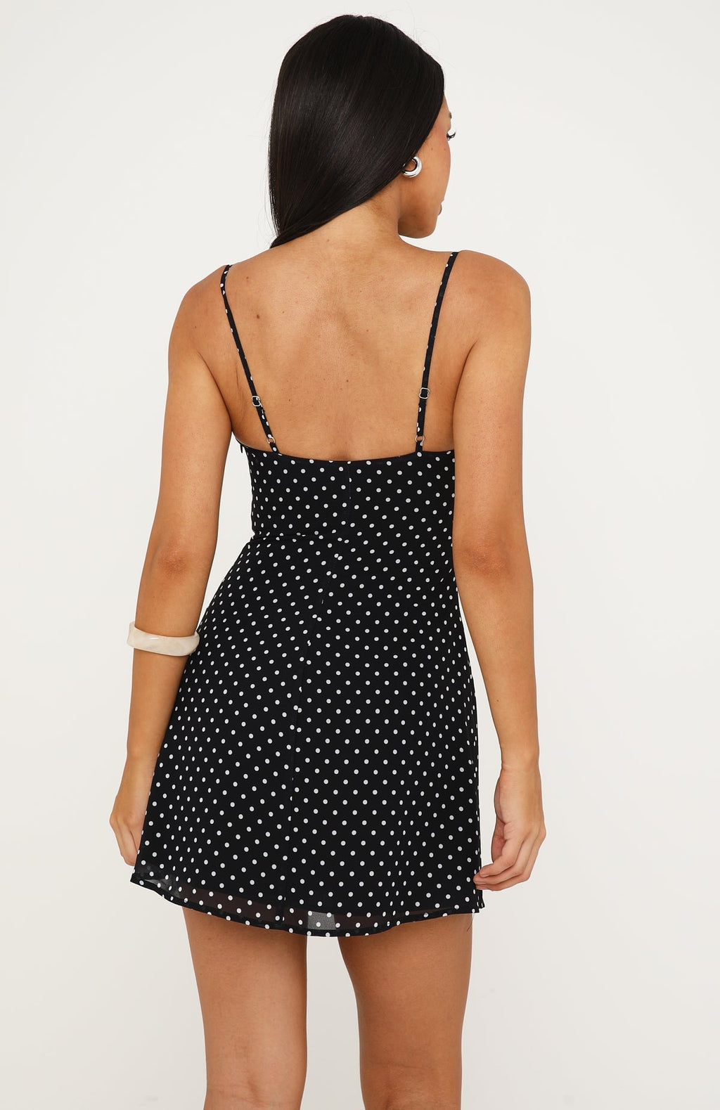 White Fox Making Statements Mini Dress Black/White Polka Dot
