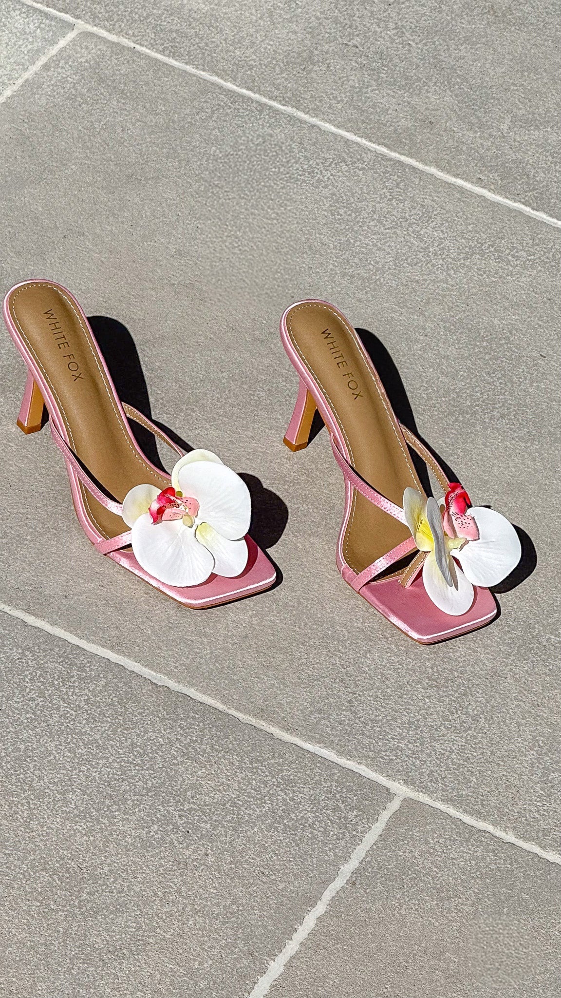 White Fox Megan Orchid Mules Pink Satin/White