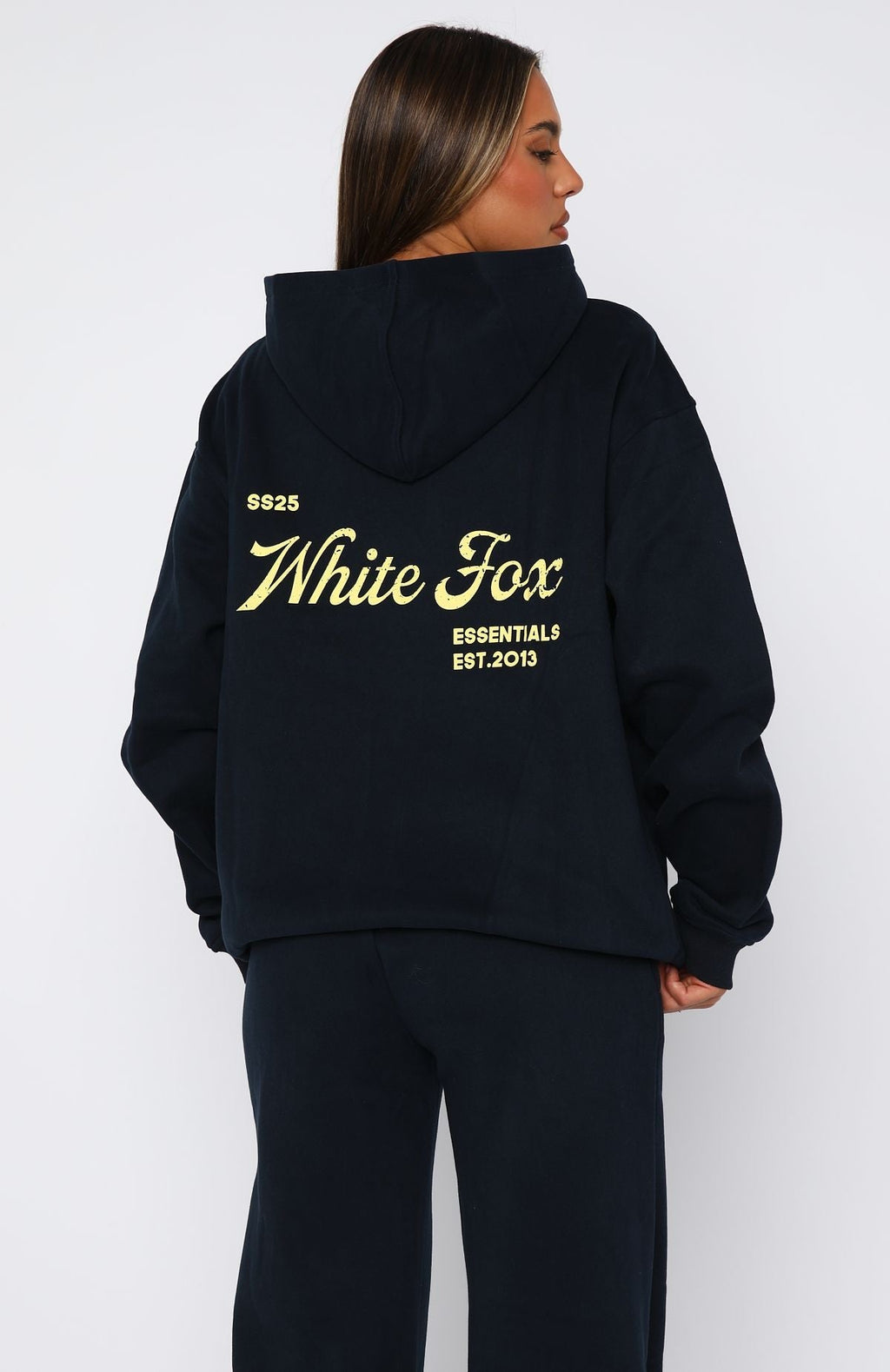 White Fox The Good Life Back Graphic Oversized Hoodie Navy