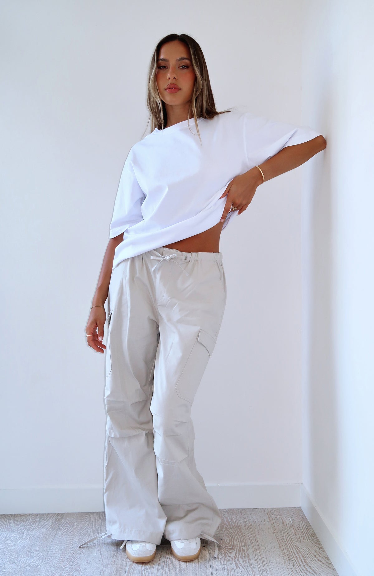 White Fox Commodity Parachute Pants Stone