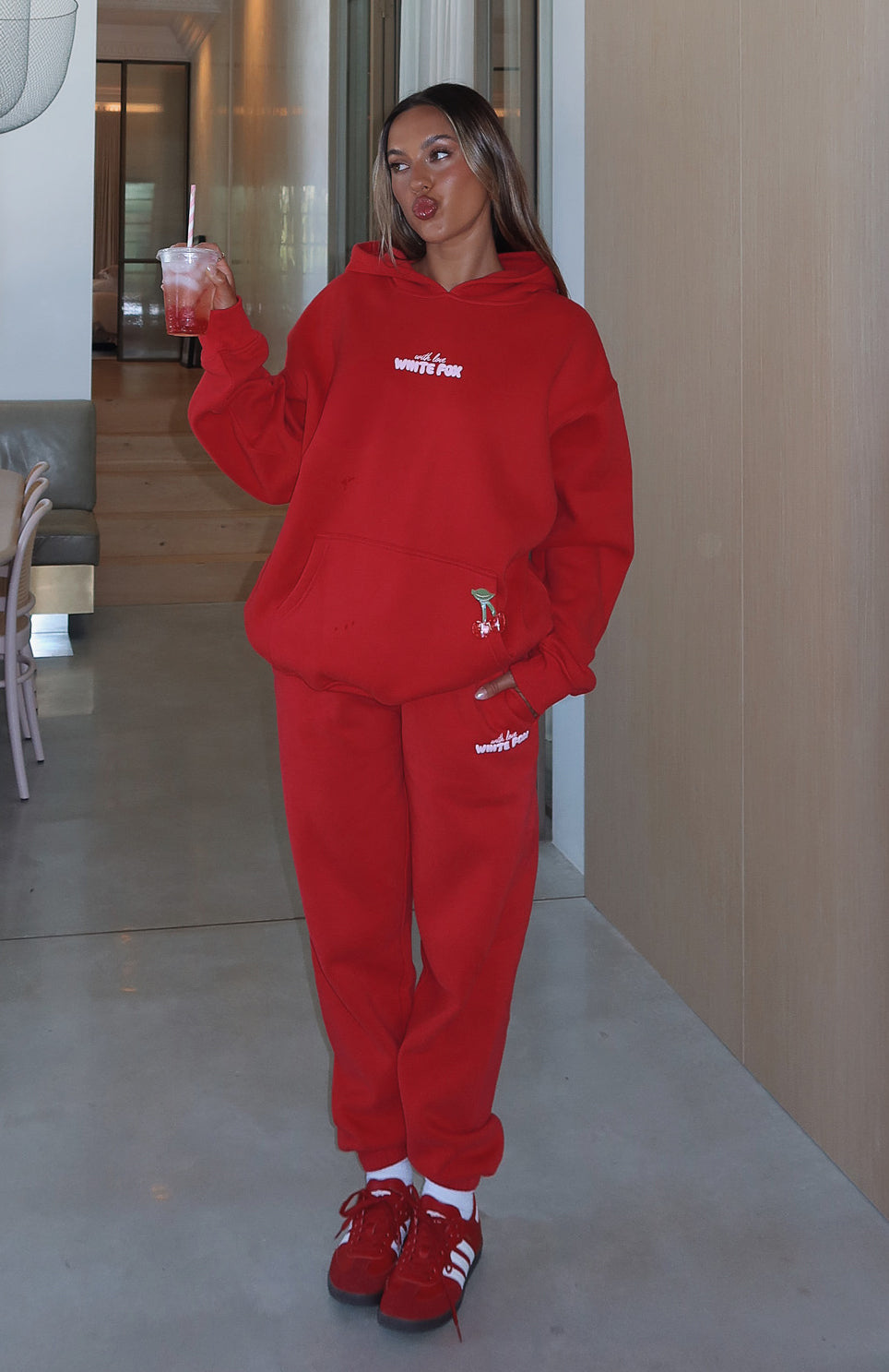 White Fox With Love In The Moment Sweatpants Red