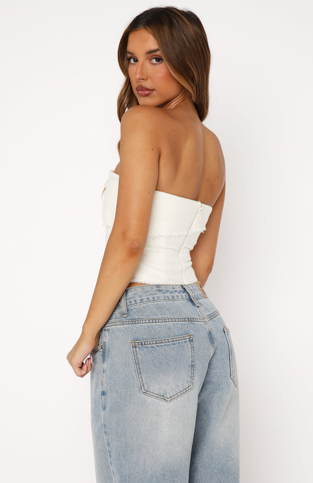 White Fox On The Outside Strapless Bustier Off White