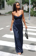 White Fox High Line Pants Navy Pinstripe