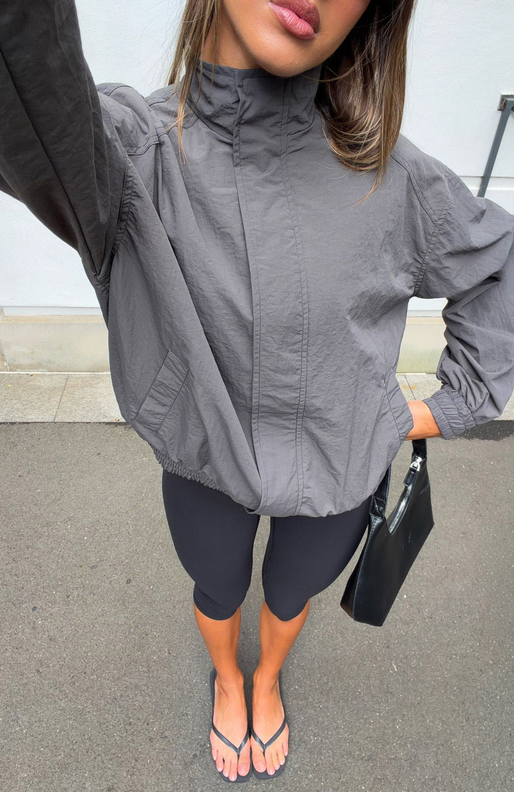 White Fox Cool Vibe Funnel Neck Jacket Steel