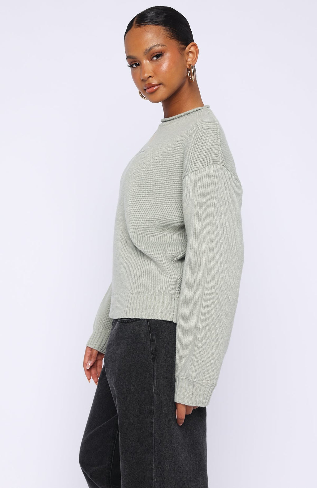 White Fox Snow Dreams Knit Sweater Sage