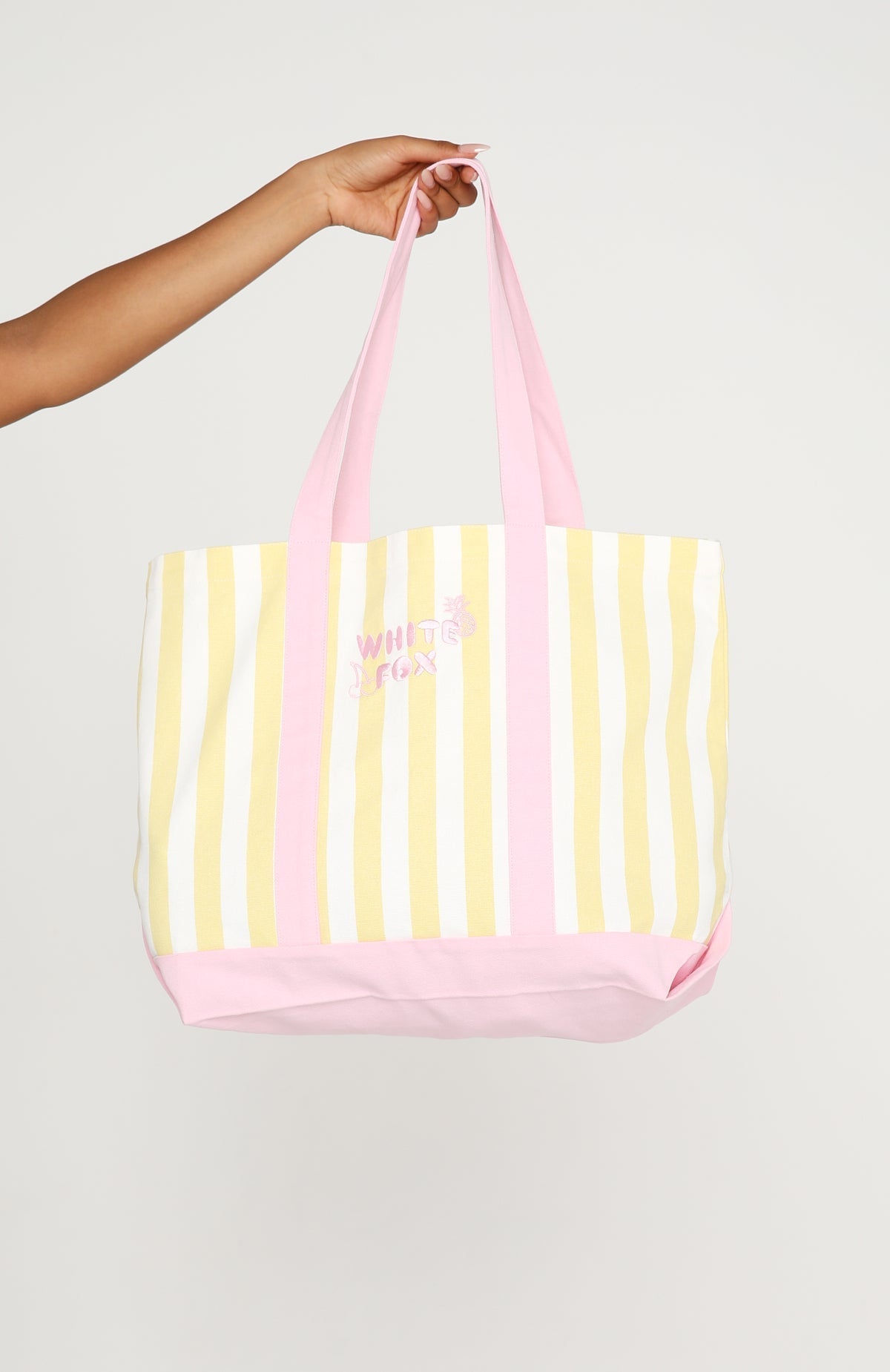 White Fox Finding You Tote Bag Lemon Stripe
