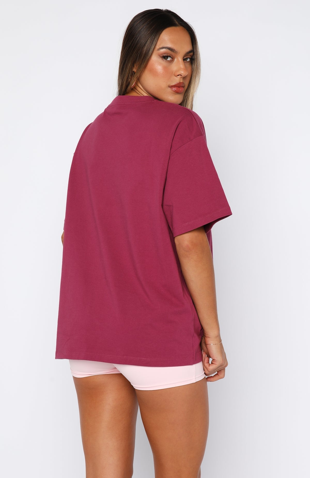 White Fox 11th Street She's So Lucky Oversized Tee Very Berry