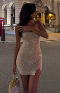 White Fox Timeless Passion Embellished Mini Dress Champagne