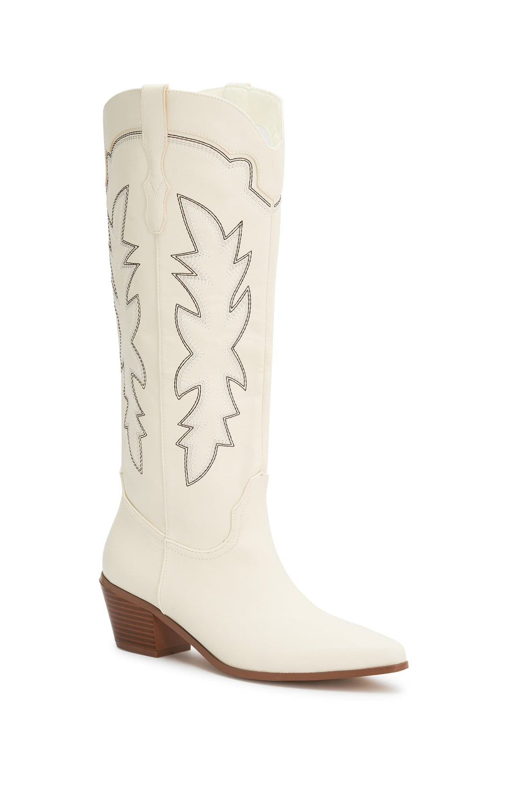 White Fox Briar Knee High Cowboy Boots Cream