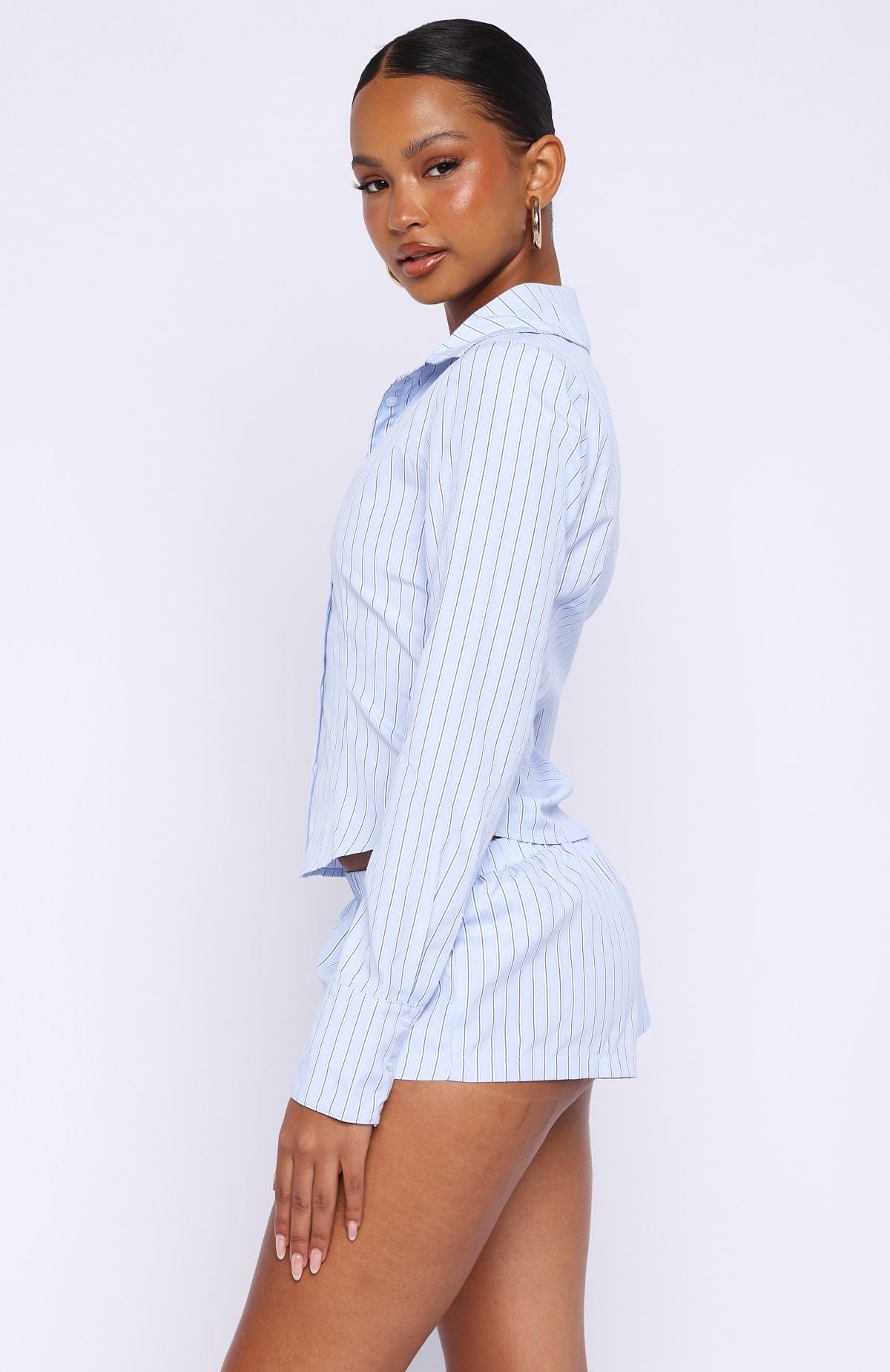 White Fox Heatwave Honey Shorts Sky Blue Stripe