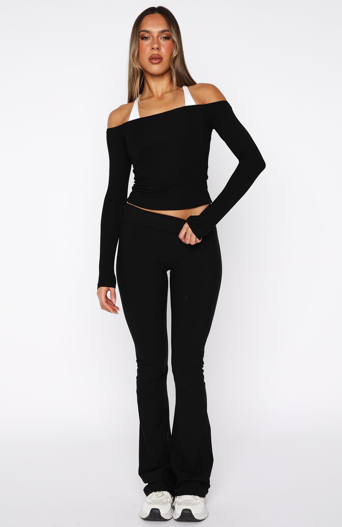 White Fox Mad For You Long Sleeve Top Black