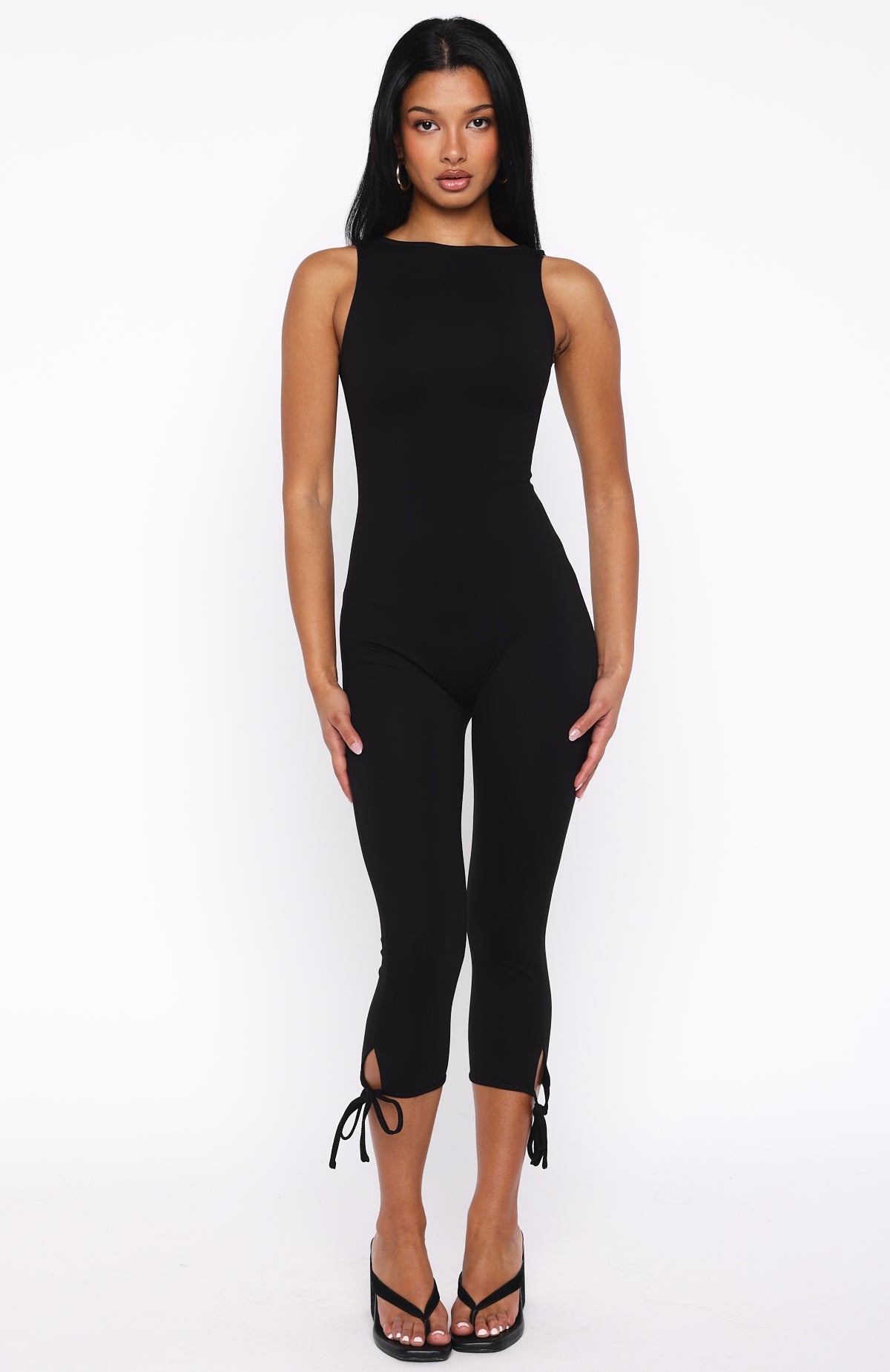 White Fox Problem Solved Capri Jumpsuit Black