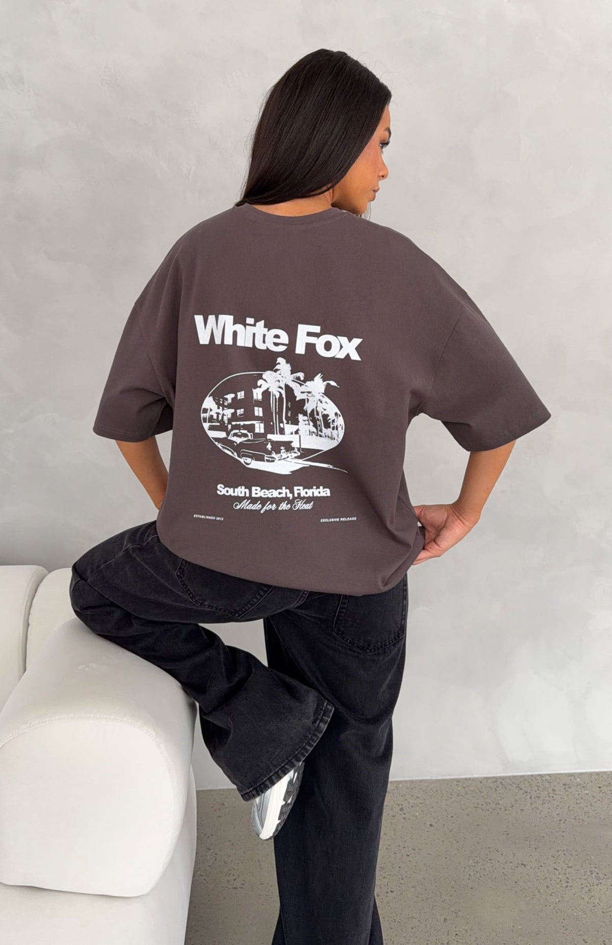White Fox Made For The Heat Oversized Tee Charcoal