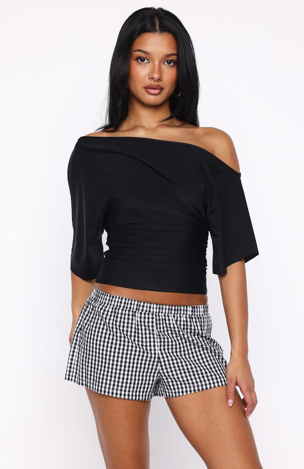 White Fox Marrakech Moments Cinched Waist Top Black