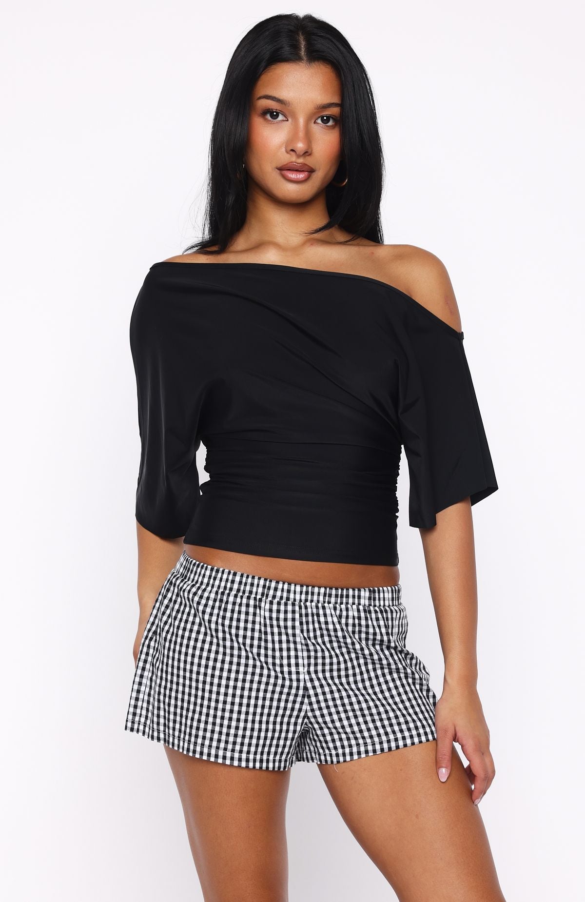 White Fox Marrakech Moments Cinched Waist Top Black