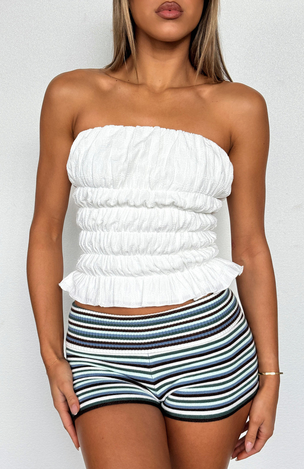 White Fox On To Something Strapless Top White