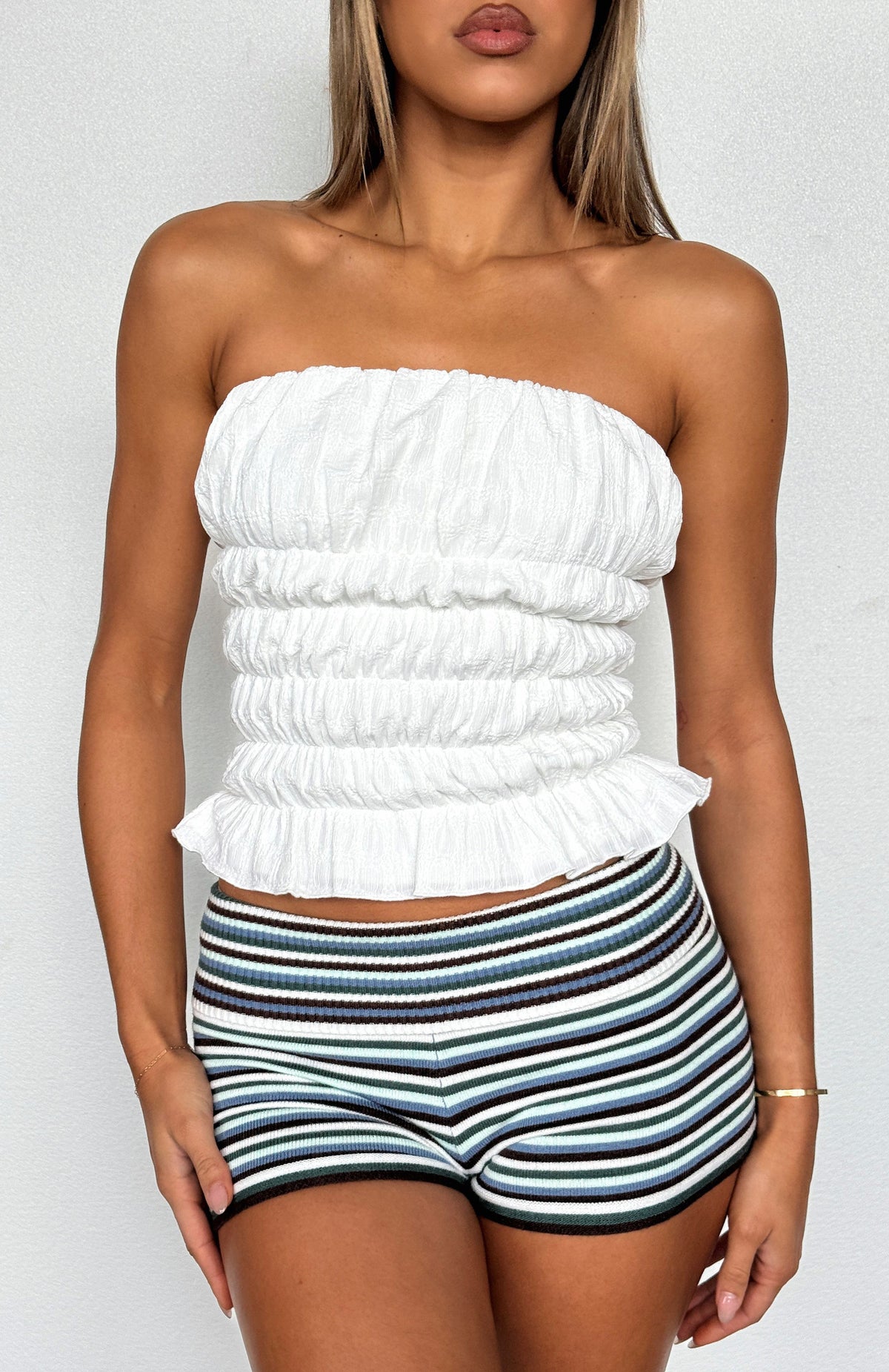 White Fox On To Something Strapless Top White