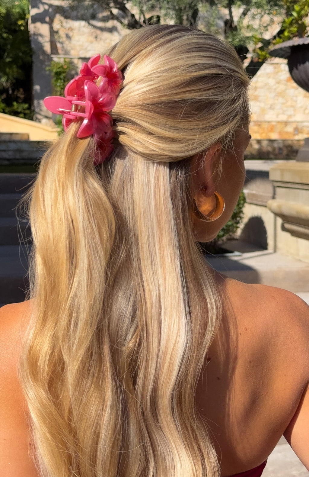 White Fox Parker Hair Clip Hot Pink