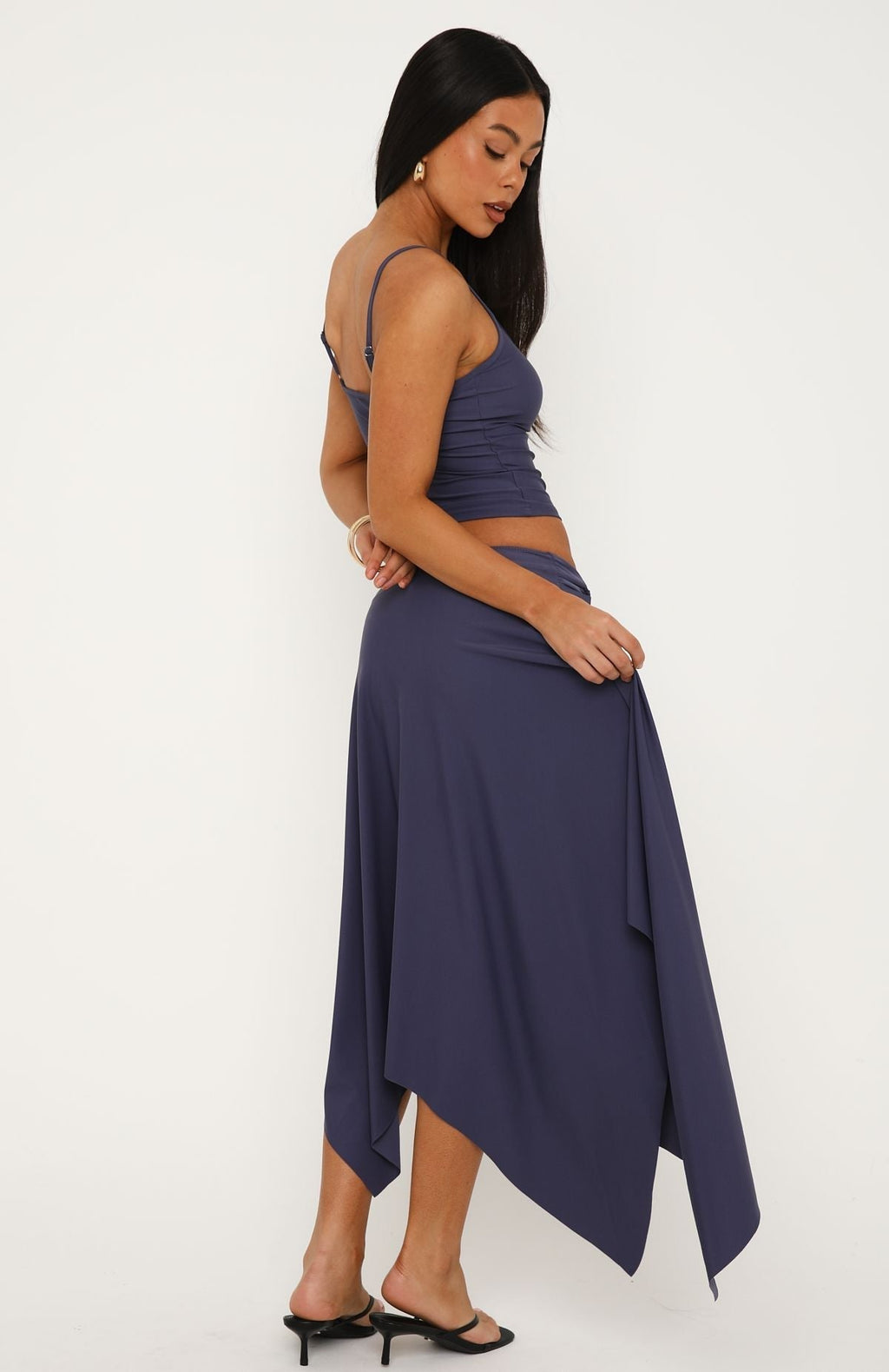 White Fox Free All Night Midi Skirt Steel