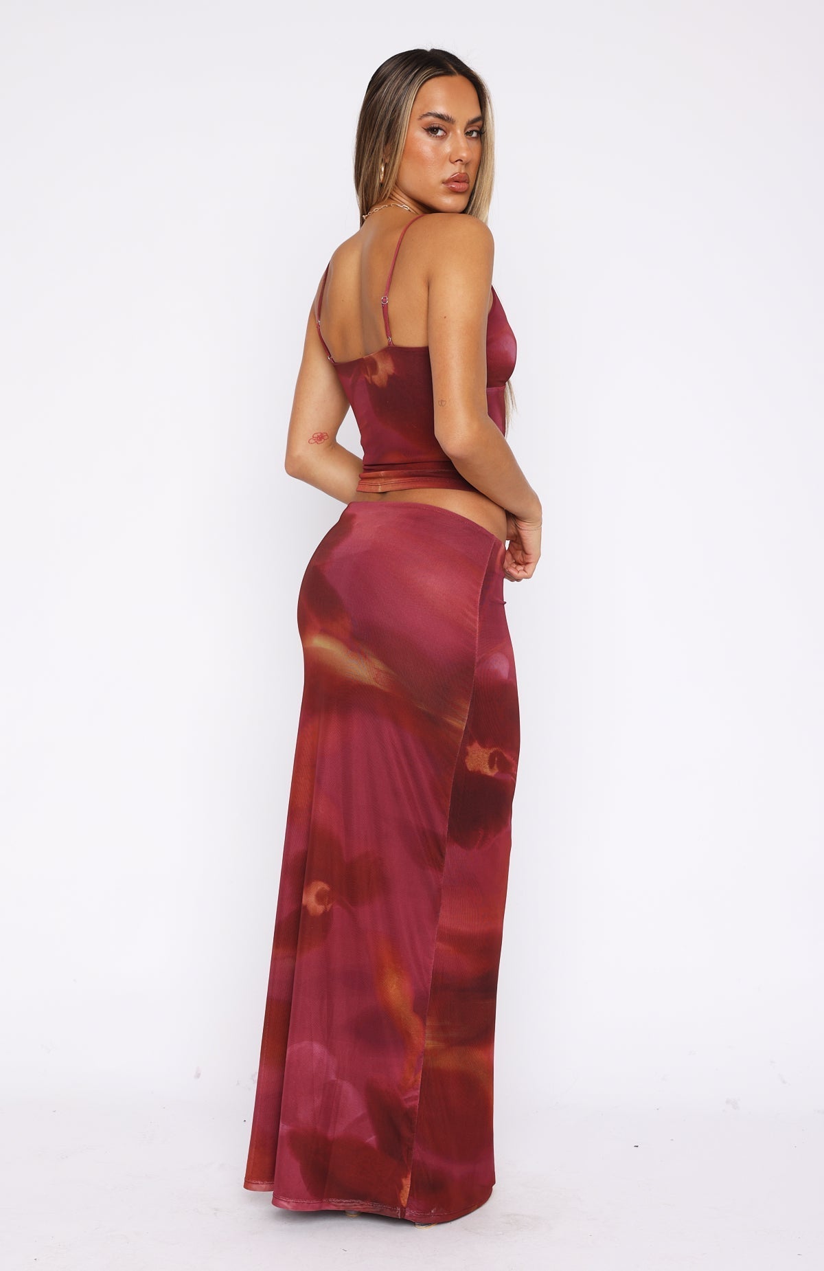 White Fox Sunset Girl Maxi Skirt Dark Romance