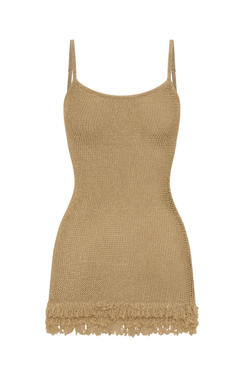 White Fox Keeping Me Awake Knit Mini Dress Gold