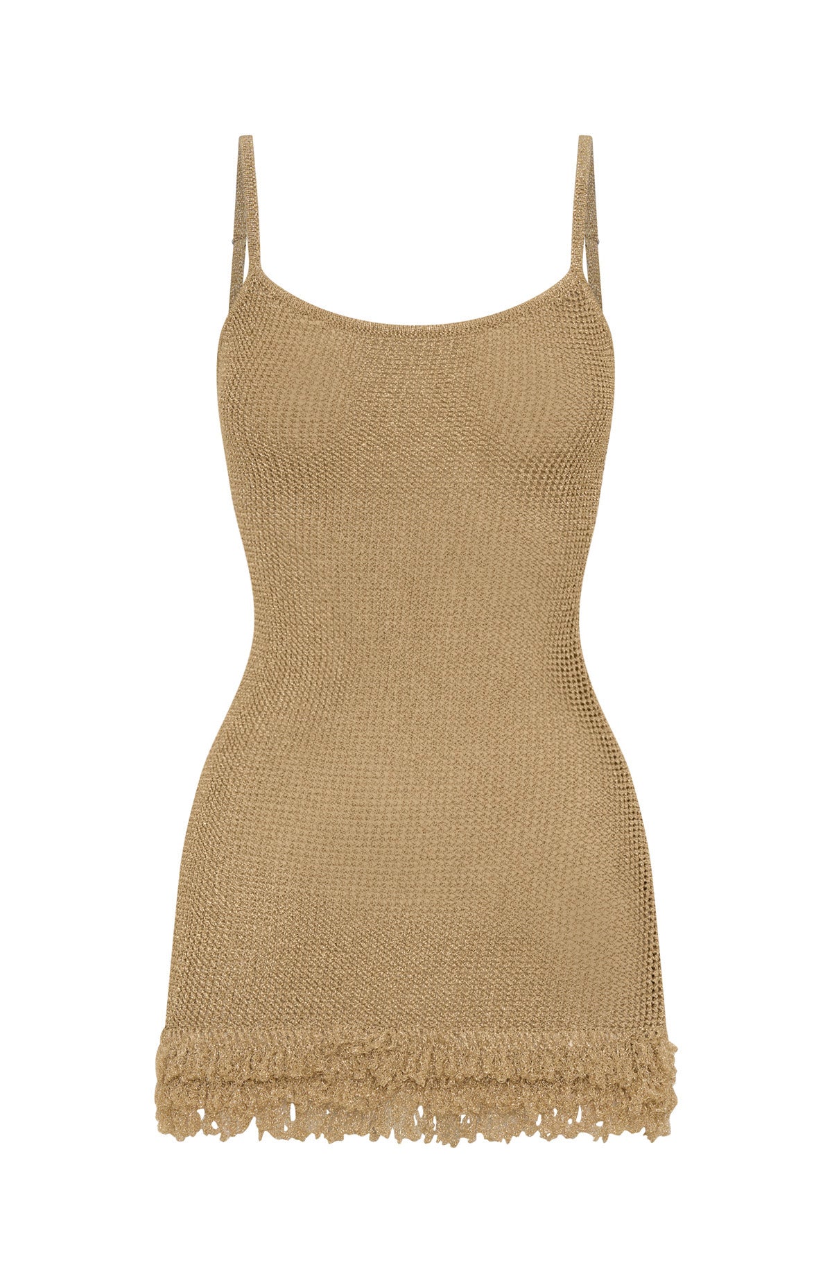 White Fox Keeping Me Awake Knit Mini Dress Gold