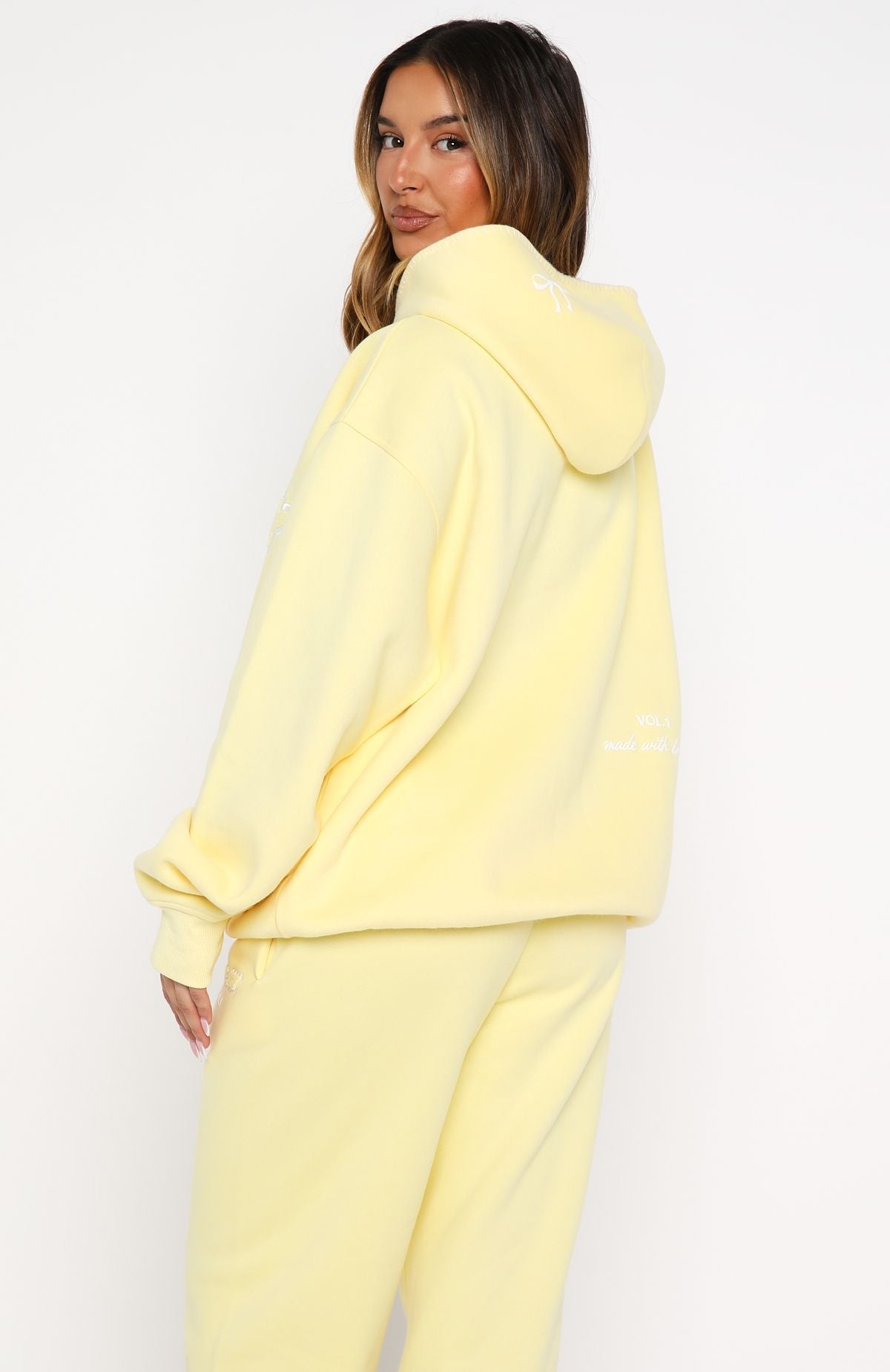 White Fox Vol. 1 Front Graphic Oversized Hoodie Lemon