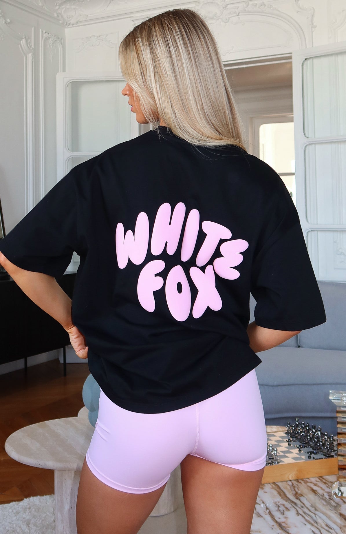 White Fox Club 14 Allie Oversized Tee Black