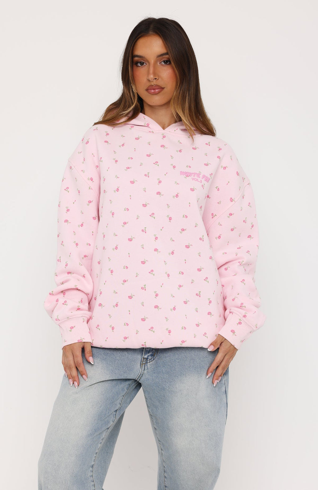 White Fox Offstage Printed Oversized Hoodie Posy Ditsy