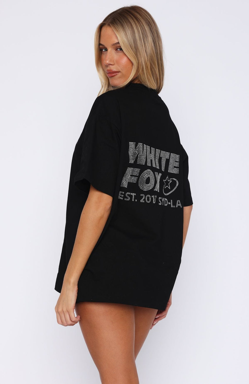 White Fox Always Shining Oversized Tee Black