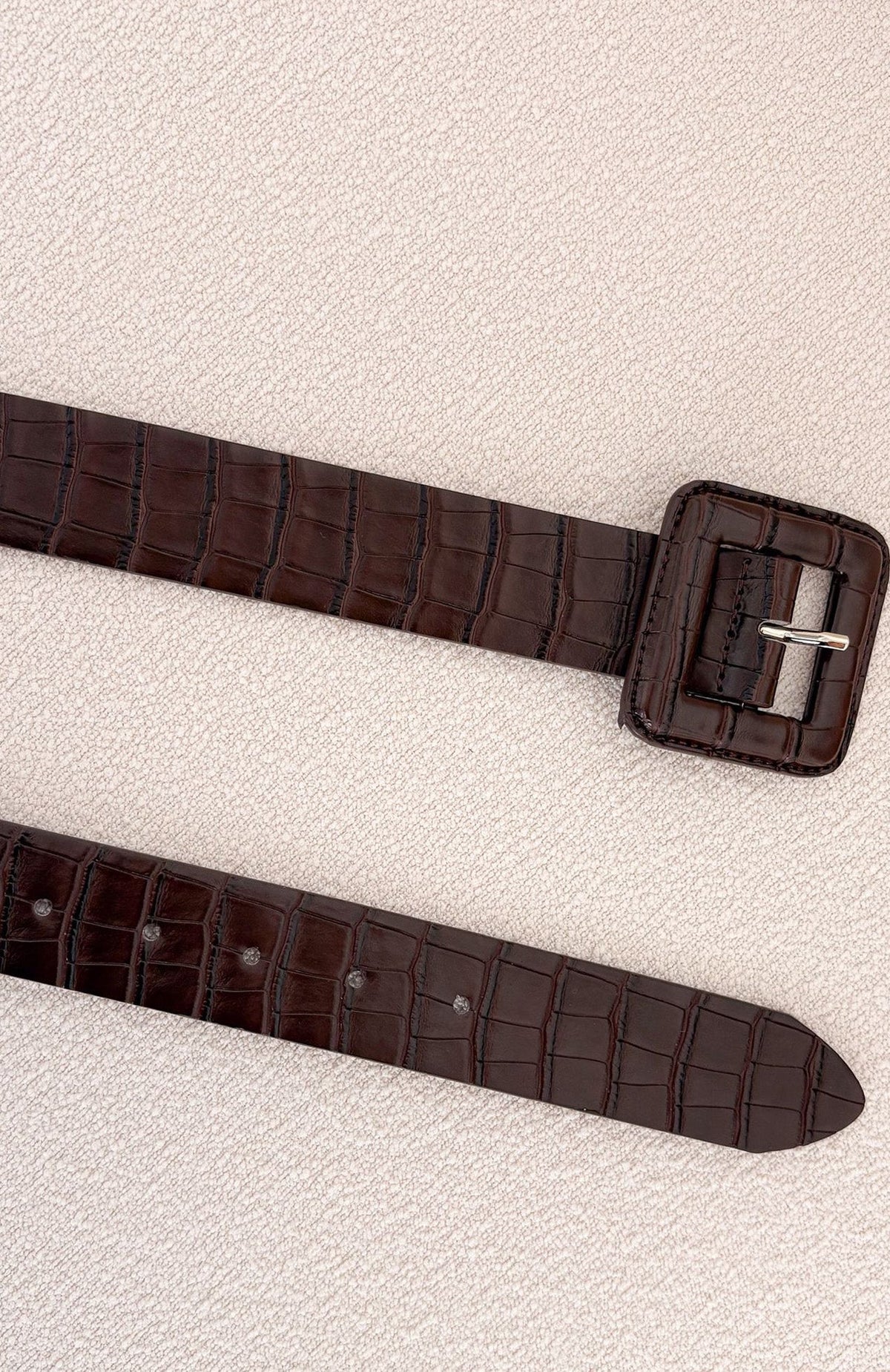 White Fox Eloise Belt Chocolate Croc