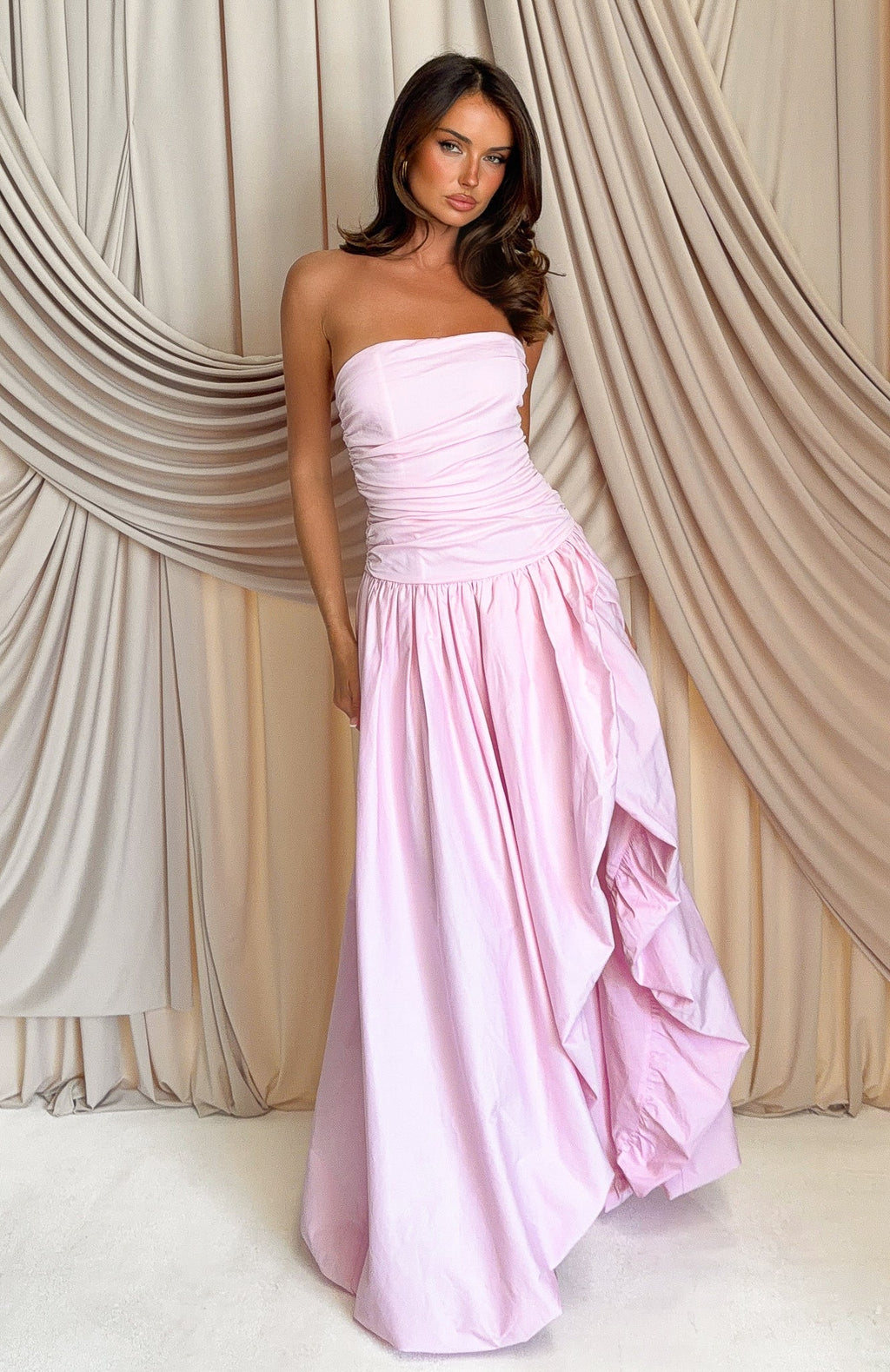 White Fox Keep My Promise Strapless Maxi Dress Pink
