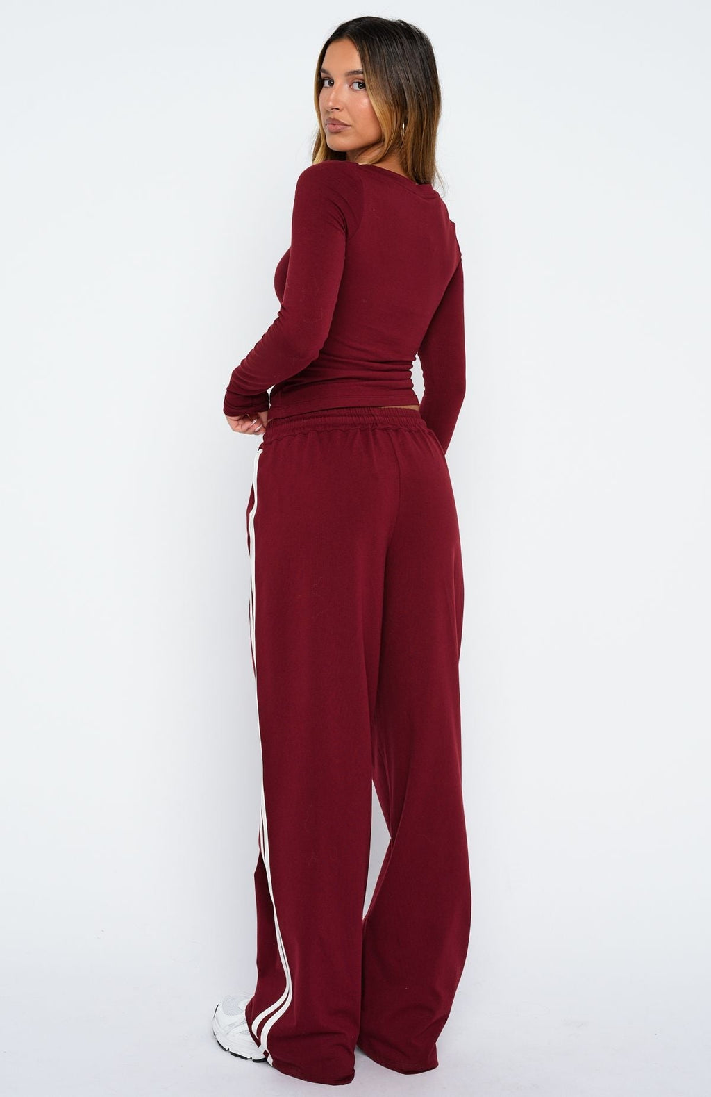 White Fox Found You Out Track Pants Burgundy