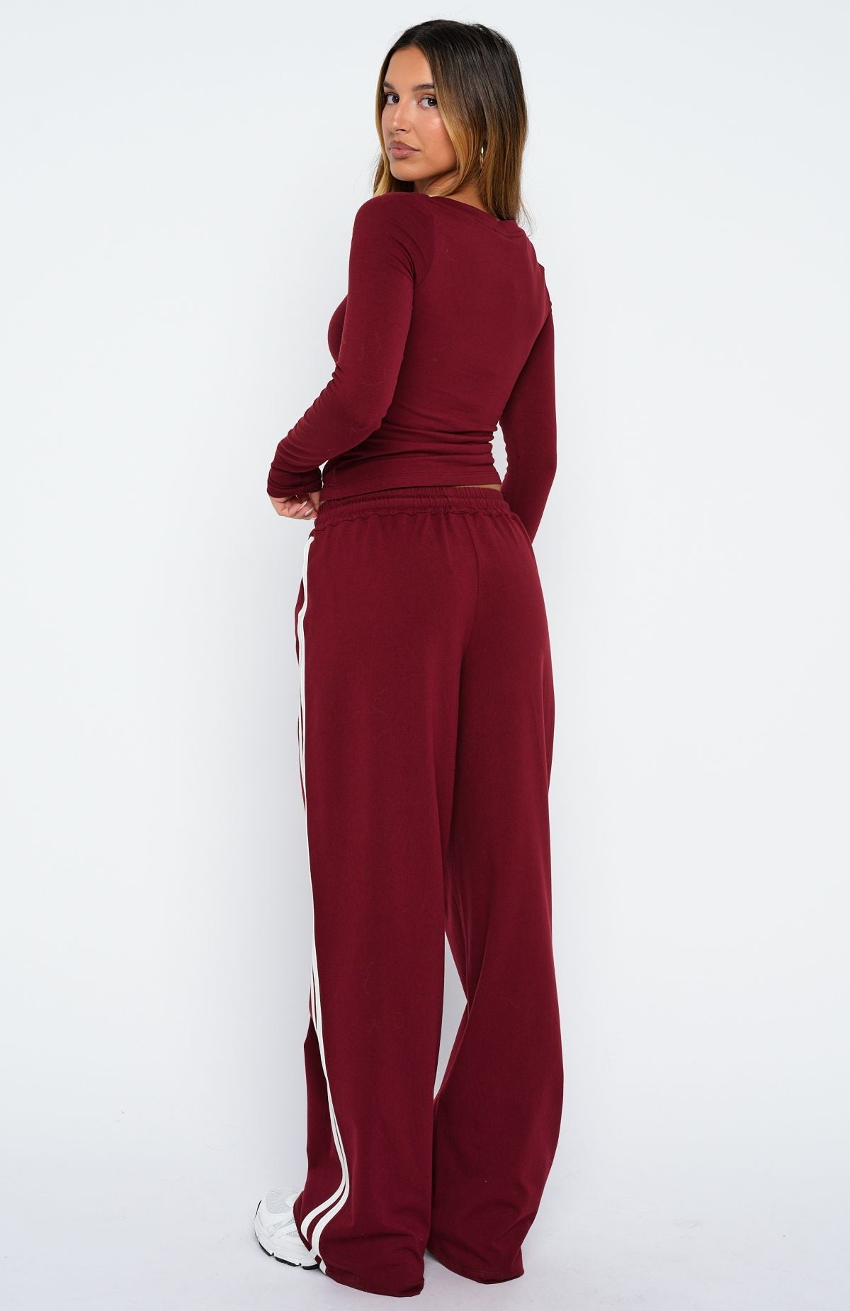 White Fox Found You Out Track Pants Burgundy
