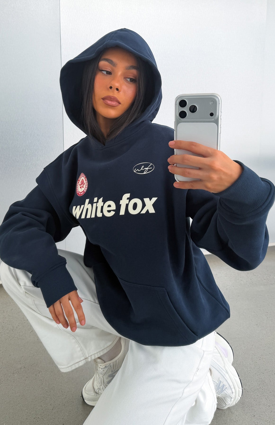 White Fox No Matter What Happens Oversized Hoodie Navy