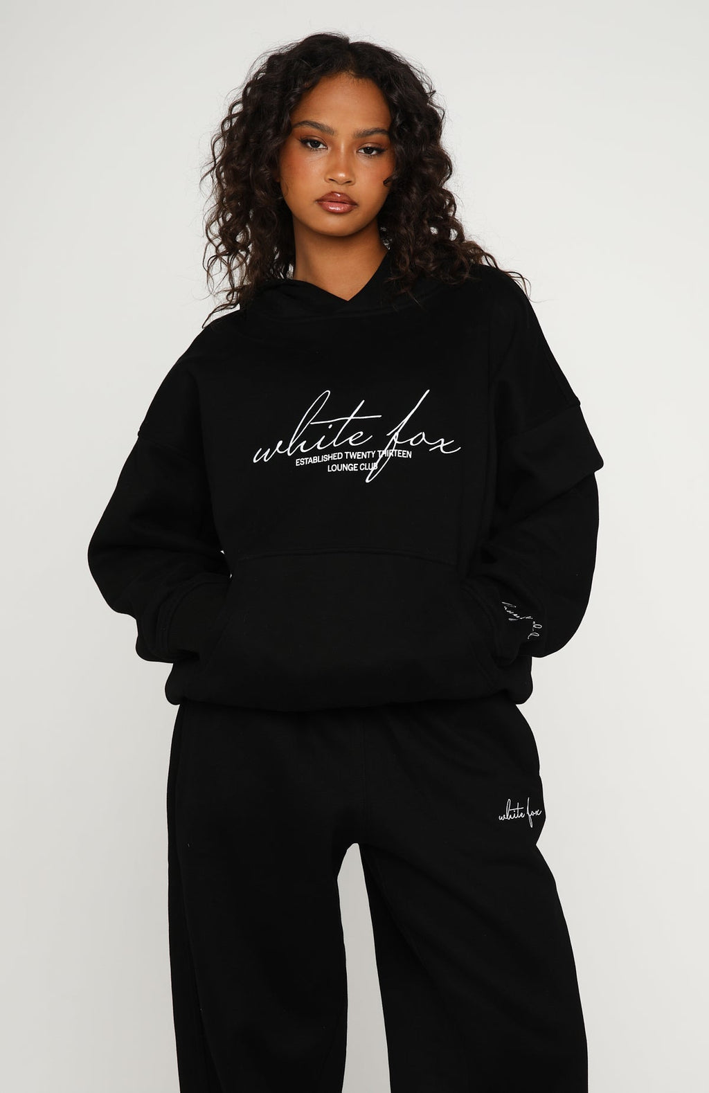 White Fox Know What You Want Oversized Hoodie Black