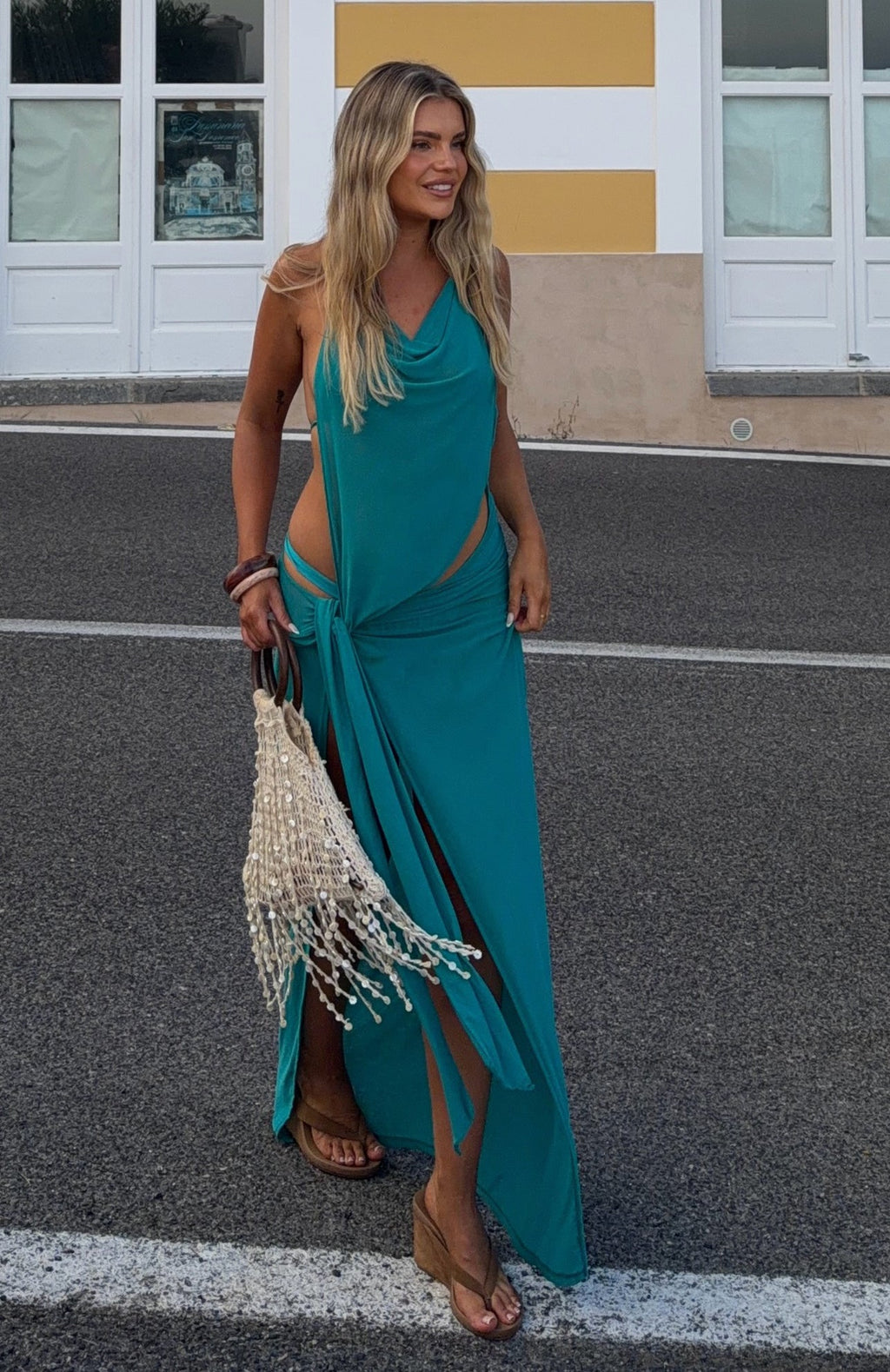 White Fox Sunset Club Maxi Dress Ocean Teal