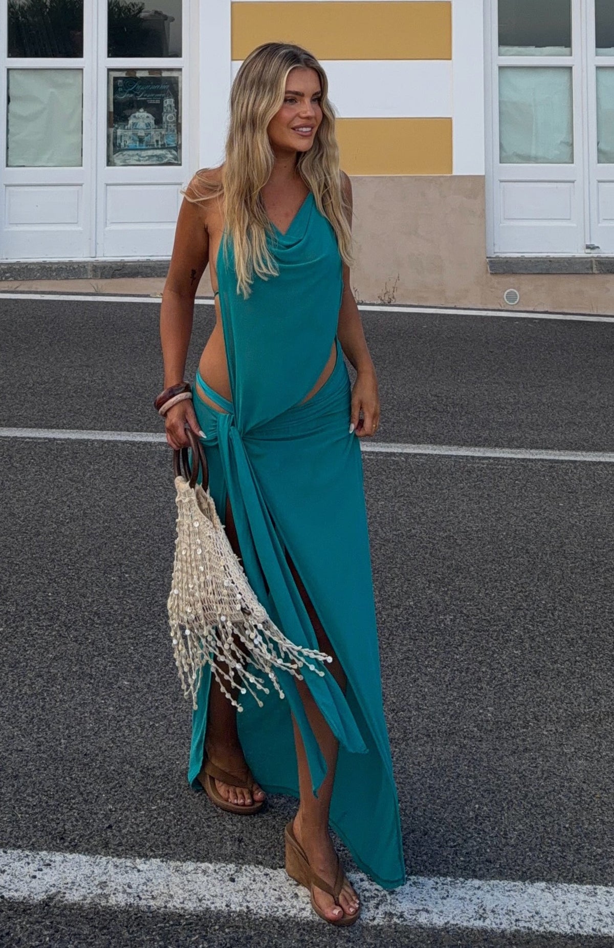 White Fox Sunset Club Maxi Dress Ocean Teal