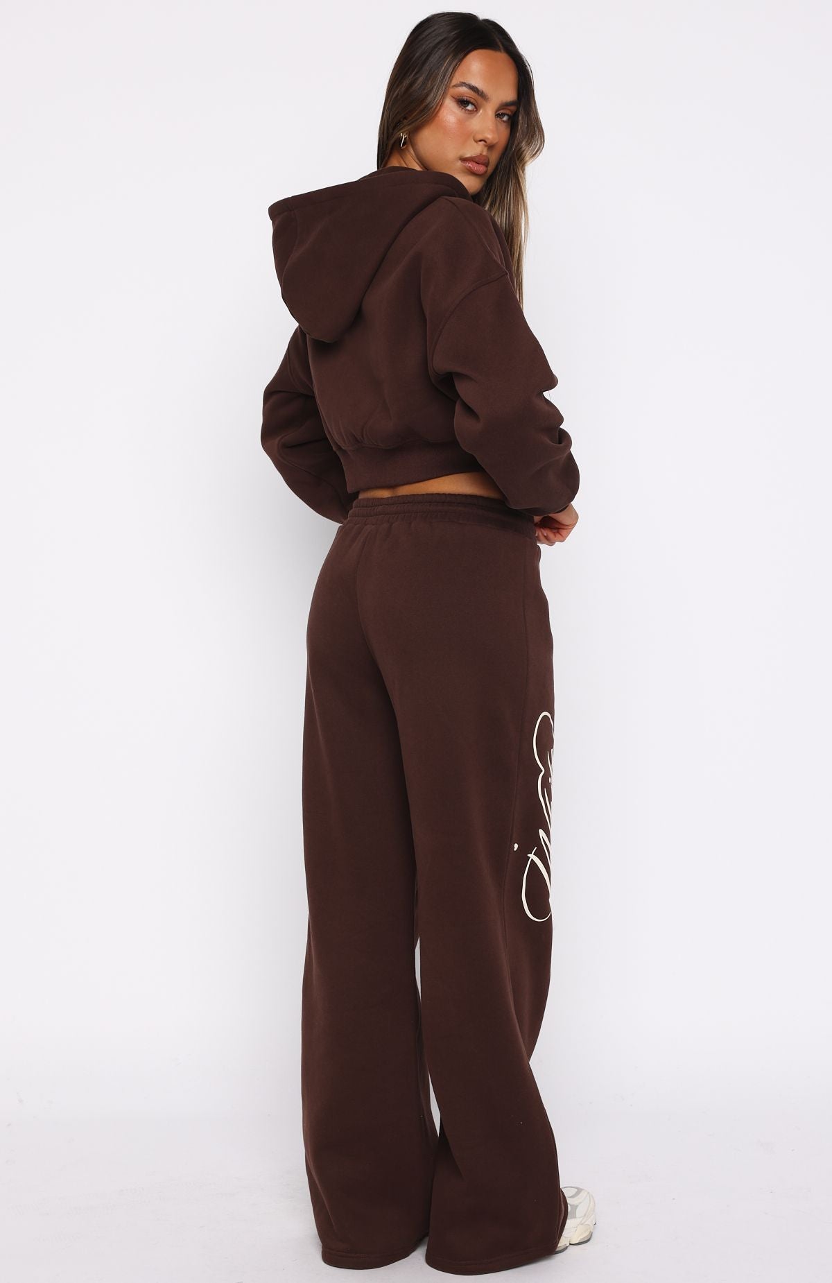 White Fox Love You Regardless Wide Leg Sweatpants Chocolate