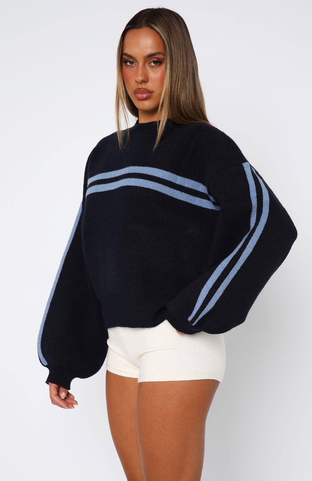 White Fox Bring Me Back Knit Sweater Navy