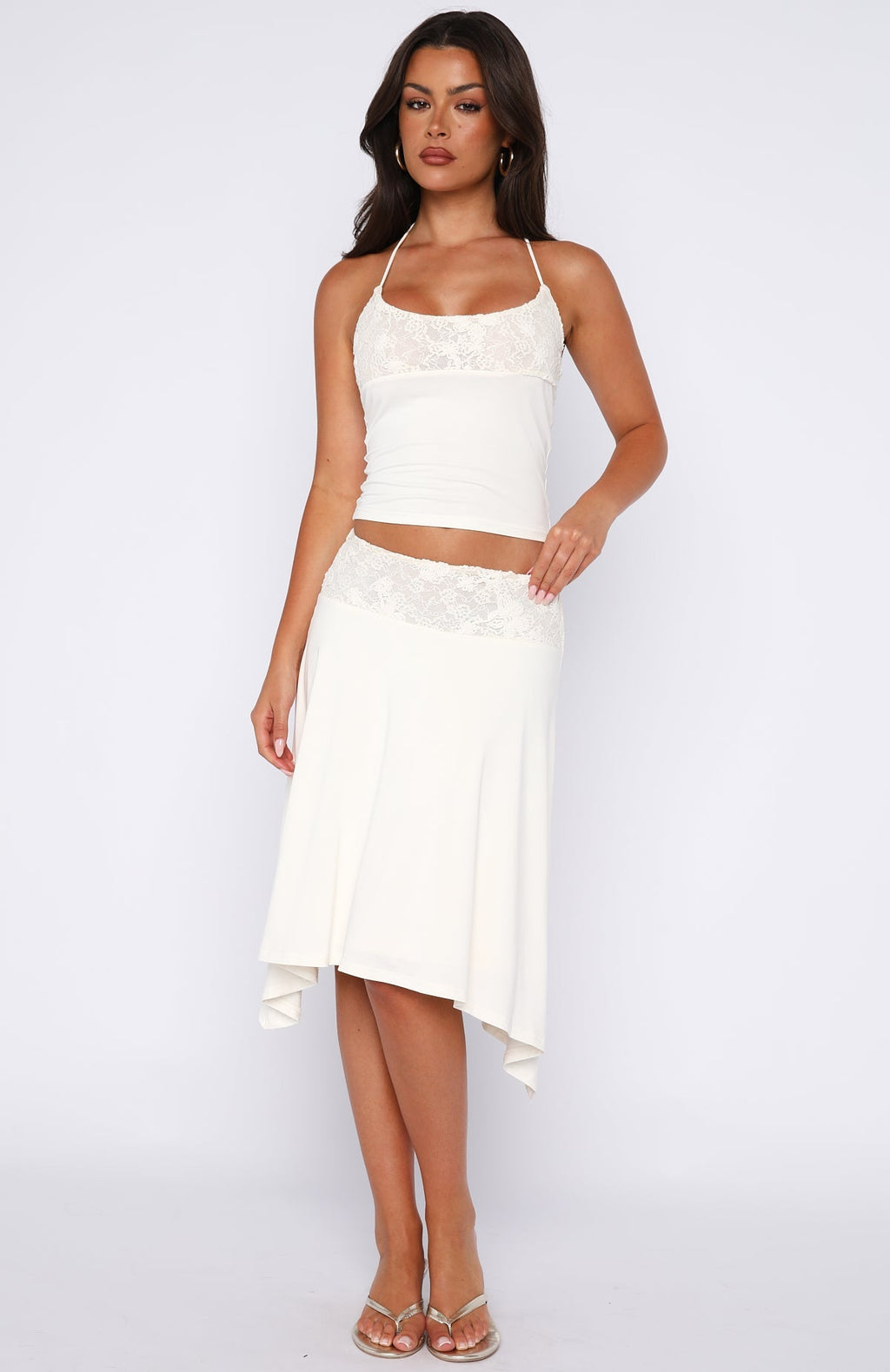 White Fox Cool Chaos Midi Skirt Off White