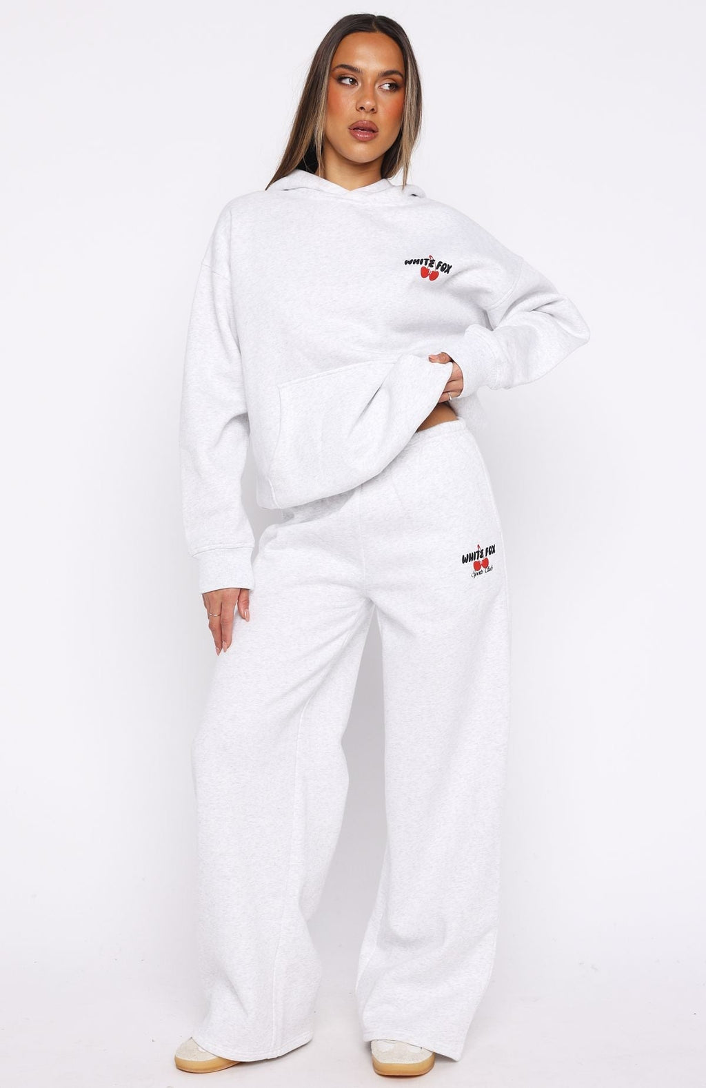 White Fox Club 14 Cassie Wide Leg Sweatpants Grey Marle