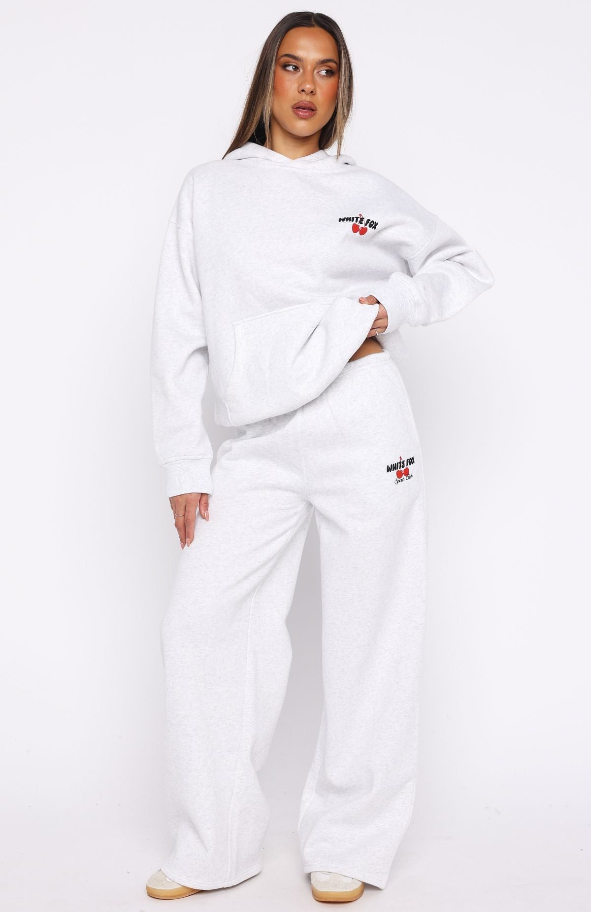 White Fox Club 14 Cassie Wide Leg Sweatpants Grey Marle