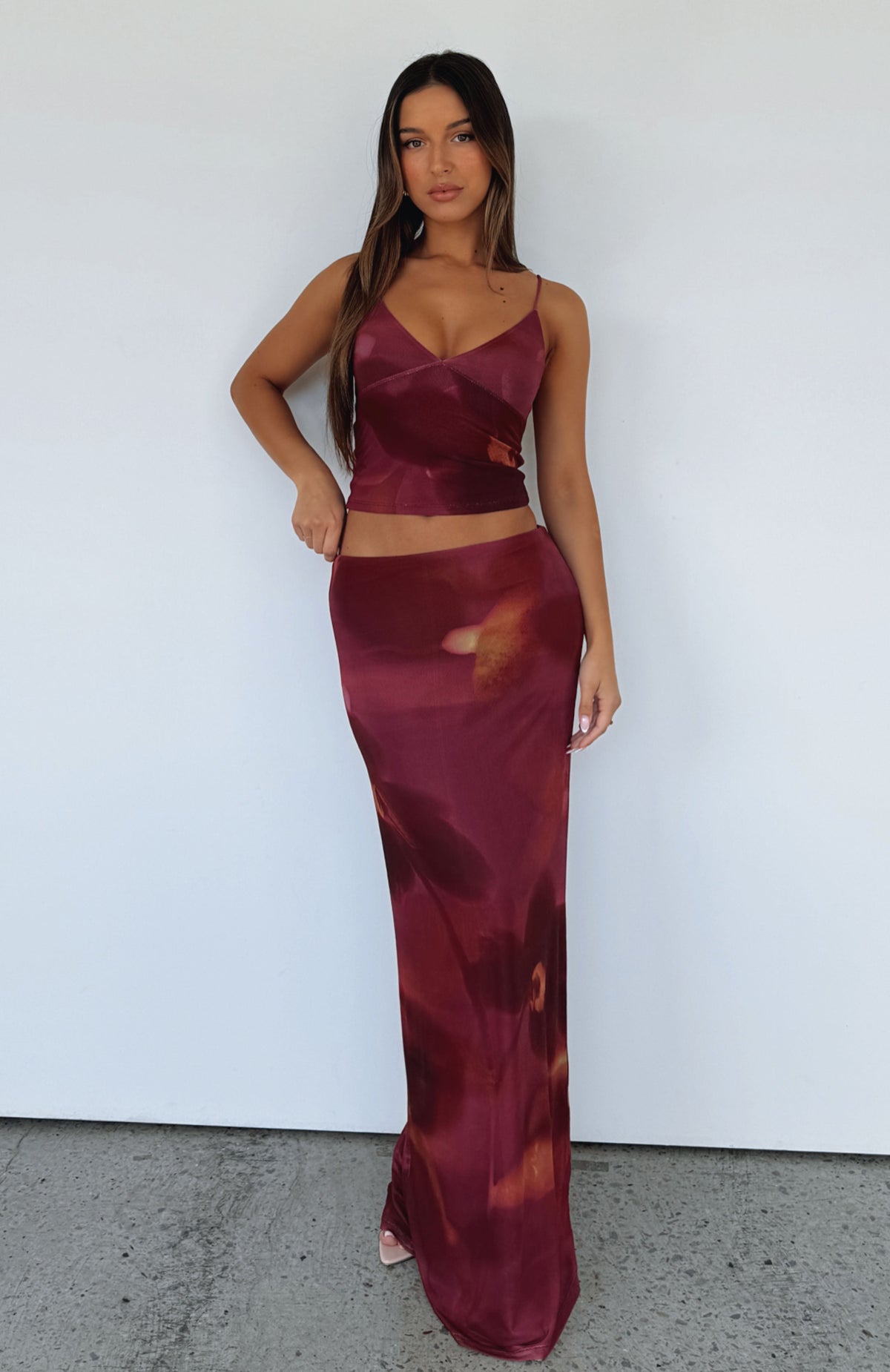 White Fox Sunset Girl Maxi Skirt Dark Romance