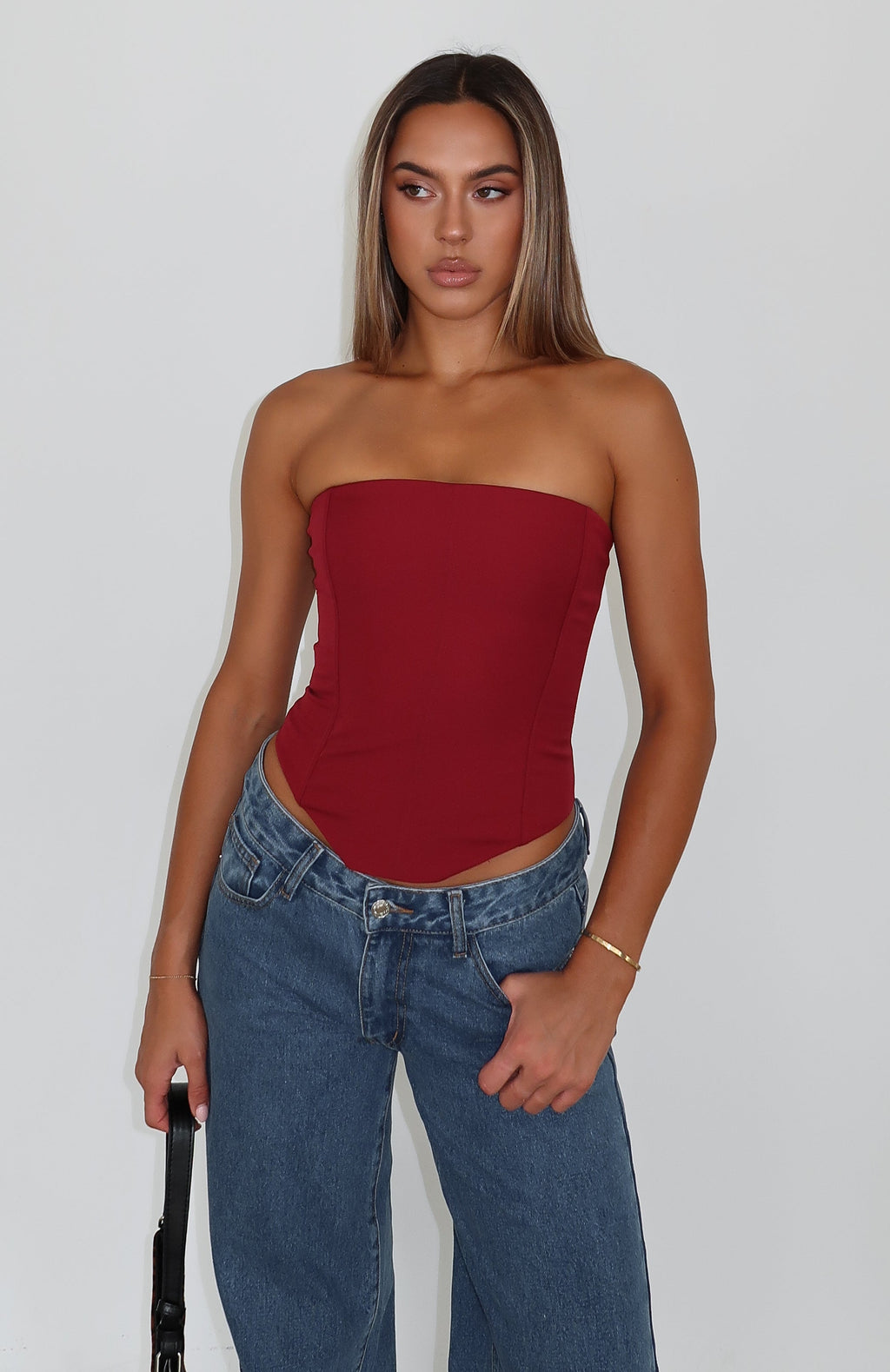 White Fox Let It Go Strapless Bustier Wine