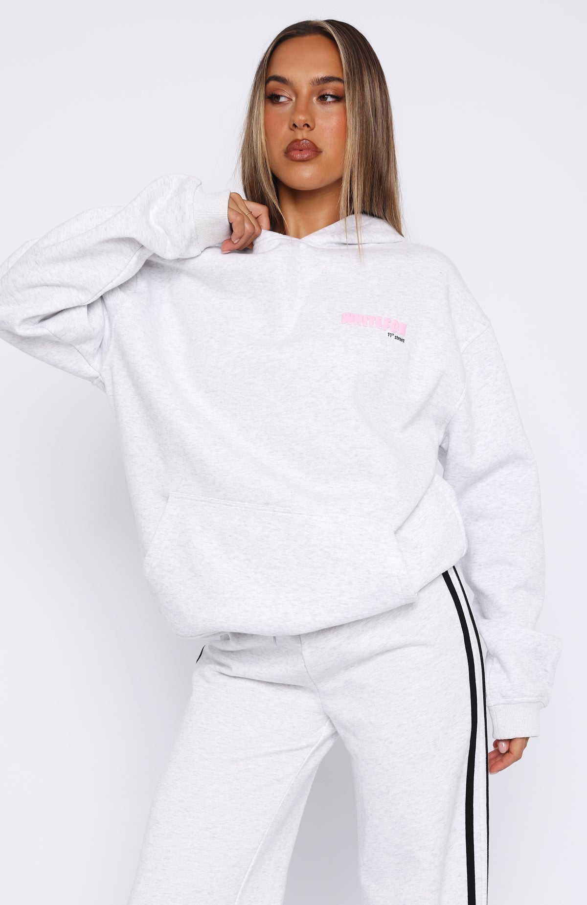 White Fox 11th Street She's So Lucky Oversized Hoodie Leopard Splice