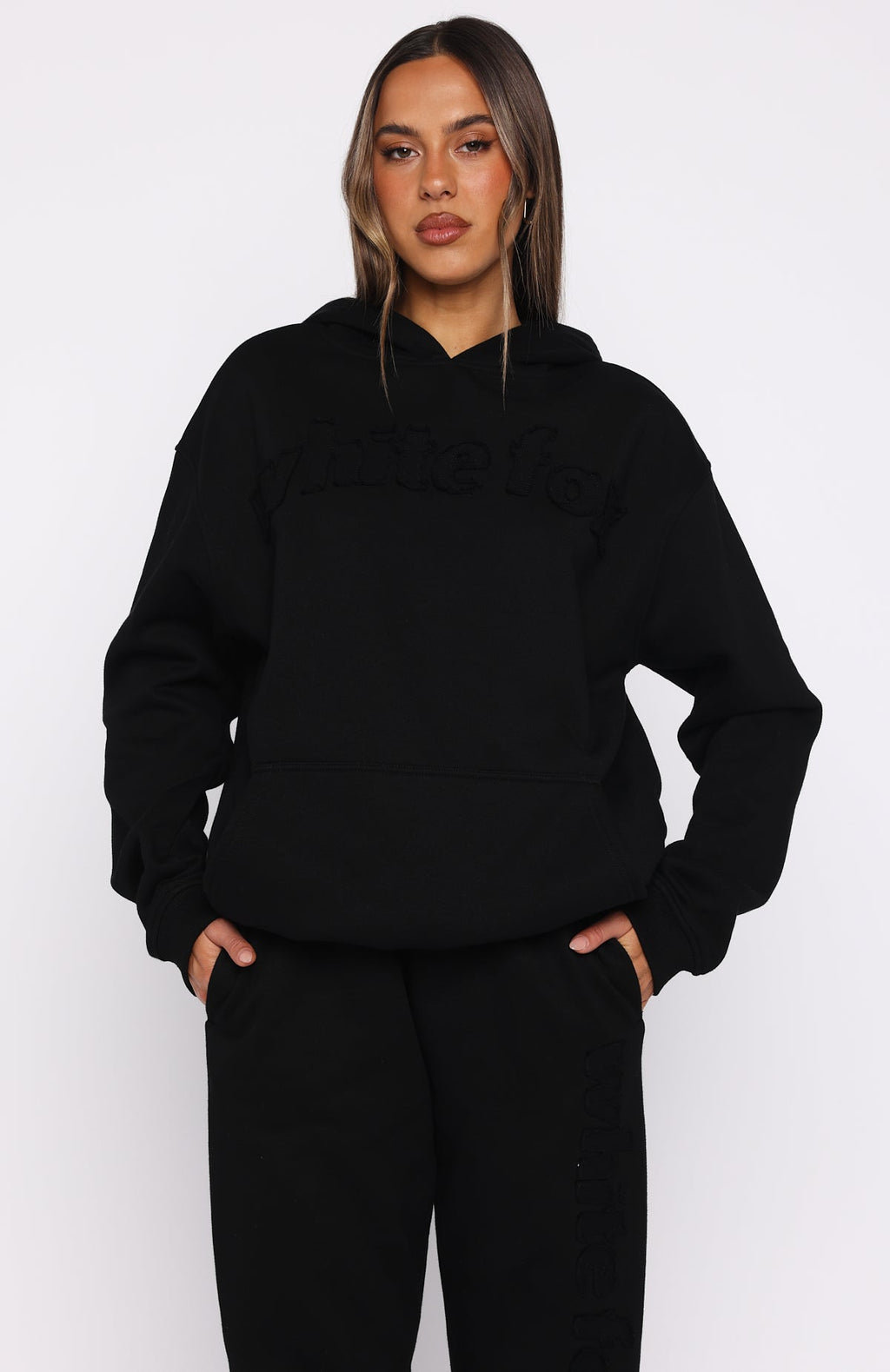 White Fox From The Archives Lexi Oversized Hoodie Black