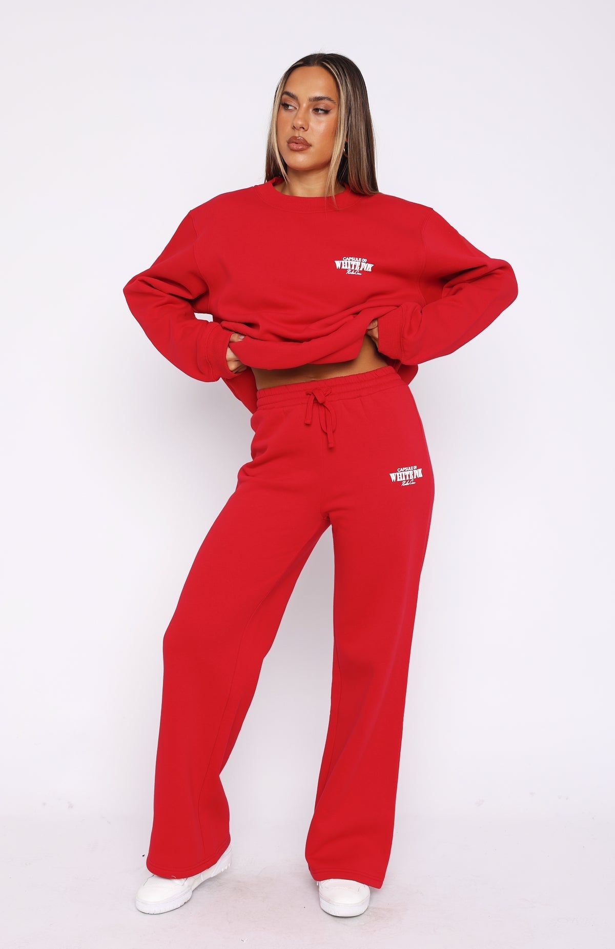 White Fox Capsule 9 Rodeo Crew Wide Leg Sweatpants Red