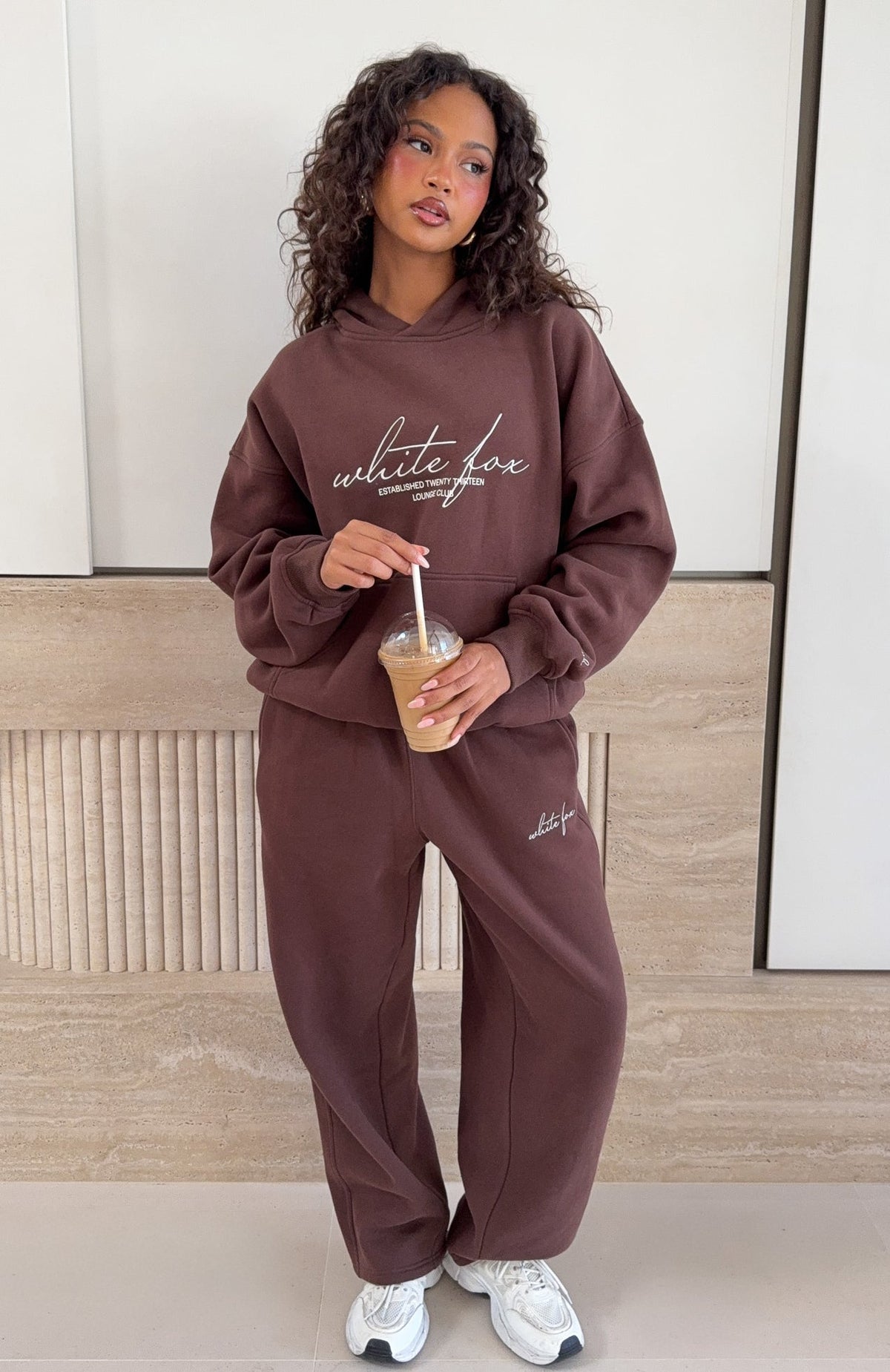White Fox Know What You Want Oversized Hoodie Chocolate