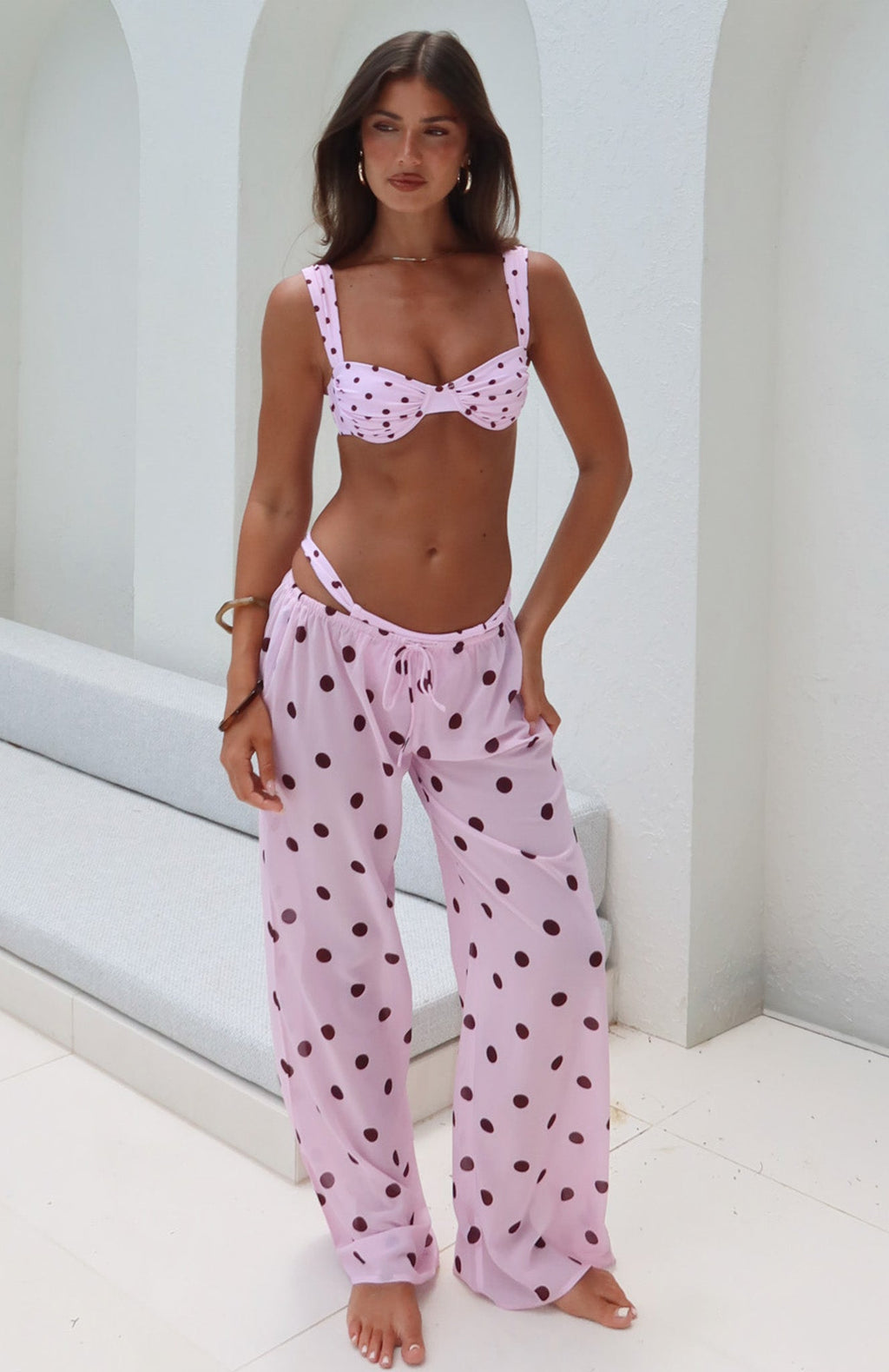 White Fox Croatian Coast Pants Pink Polka Dot